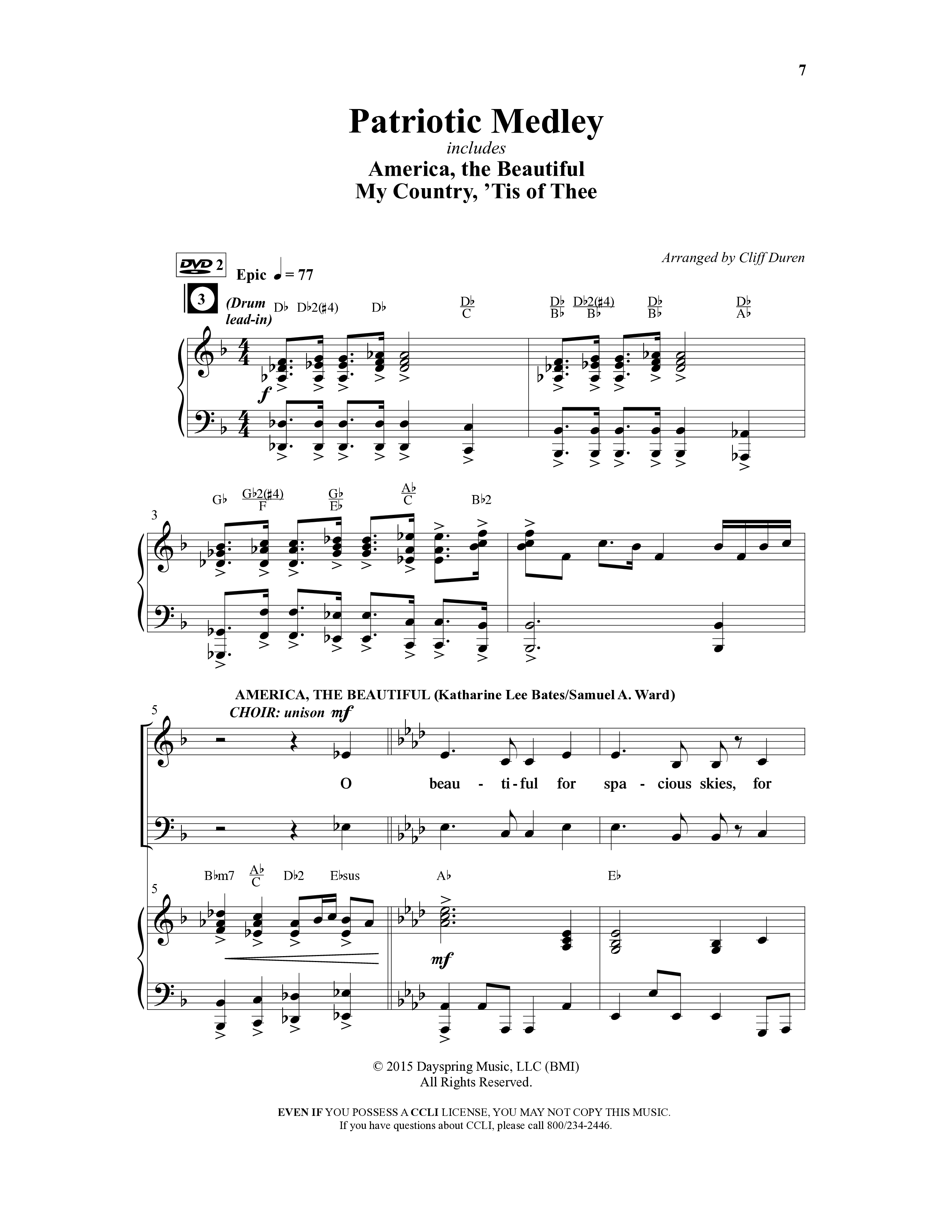 American Dreamers (10 Song Choral Collection) Song 2 (Piano SATB) (Arr. Tony Wood / Arr. Cliff Duren)