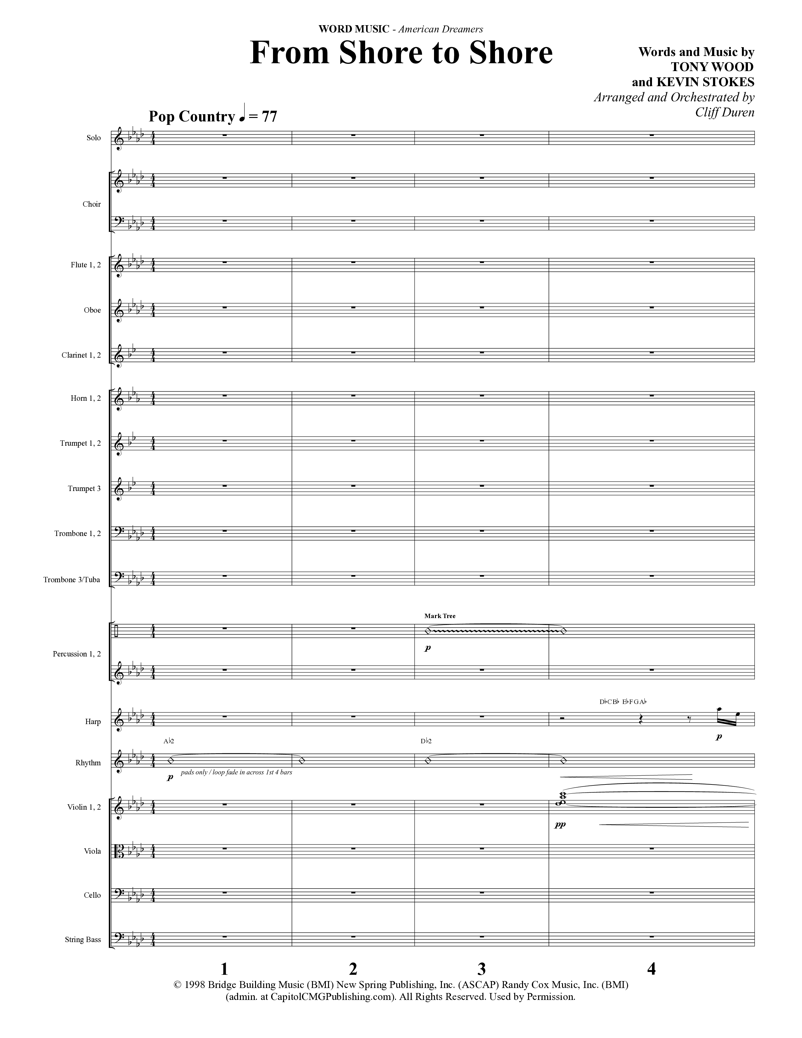 American Dreamers (10 Song Choral Collection) Song 3 (Orchestration) (Arr. Tony Wood / Arr. Cliff Duren)