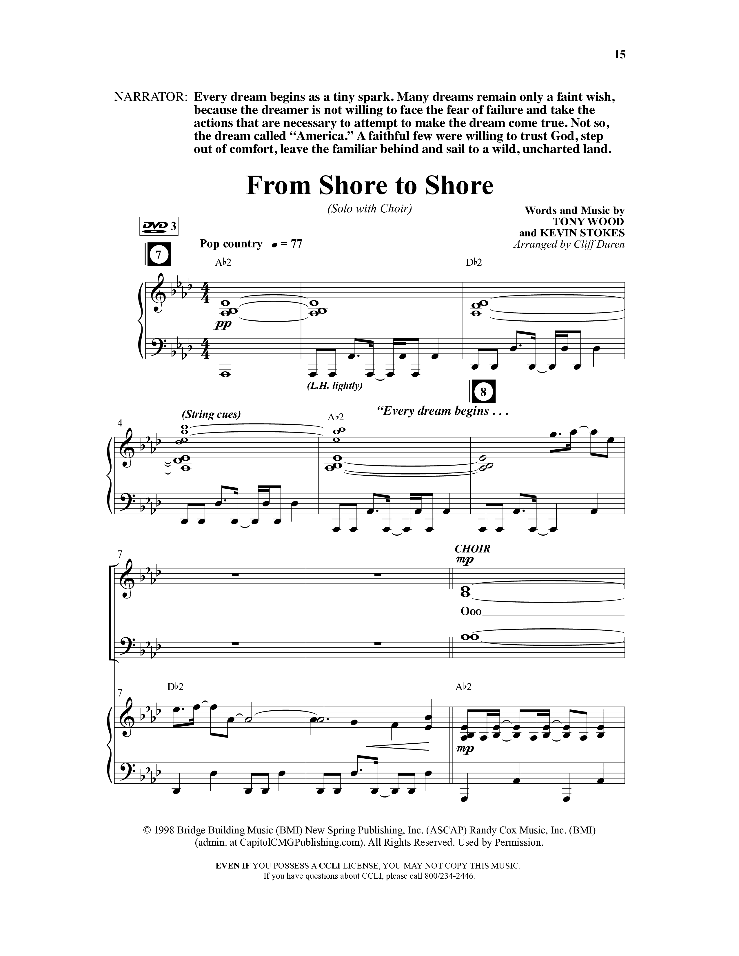 American Dreamers (10 Song Choral Collection) Song 3 (Piano SATB) (Arr. Tony Wood / Arr. Cliff Duren)