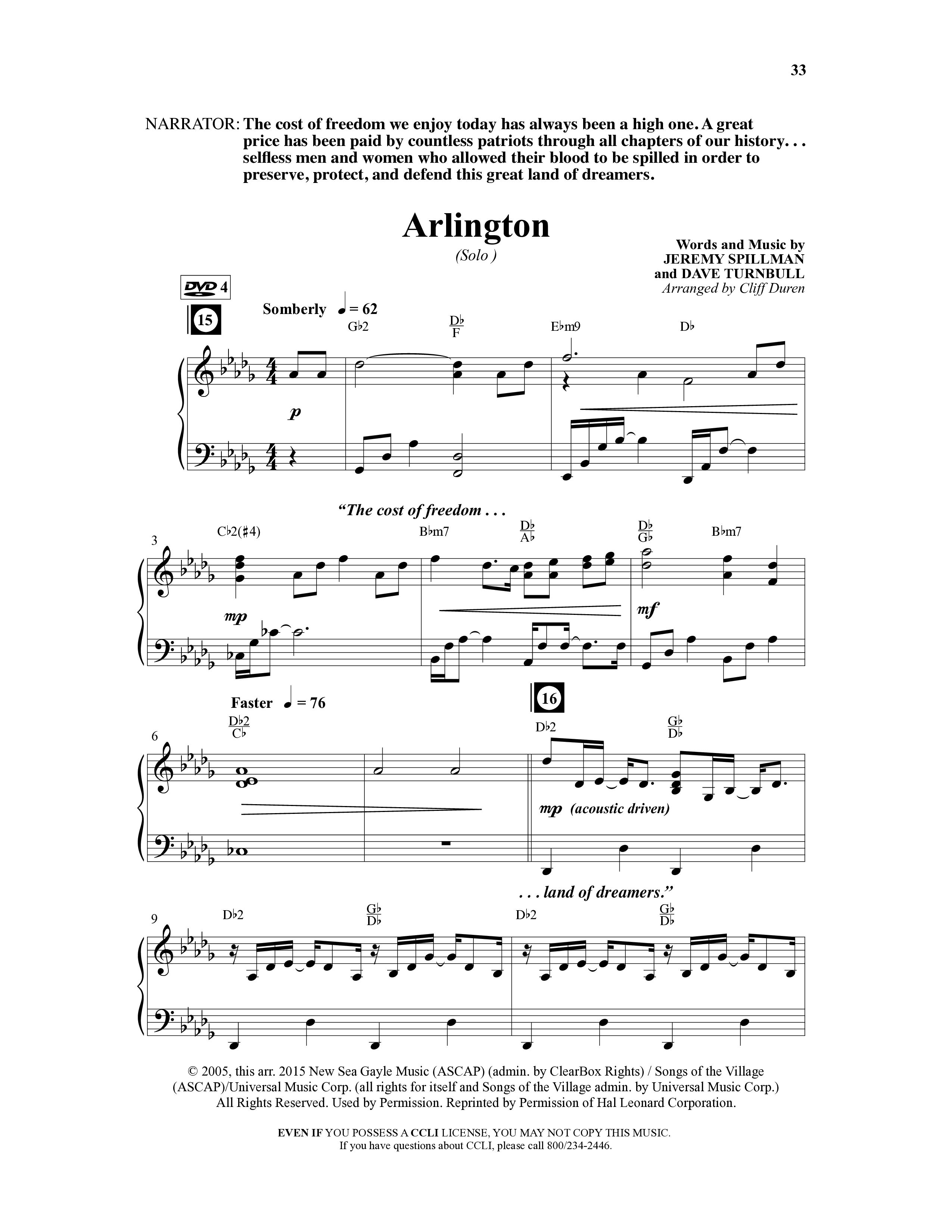 American Dreamers (10 Song Choral Collection) Song 4 (Piano SATB) (Arr. Tony Wood / Arr. Cliff Duren)