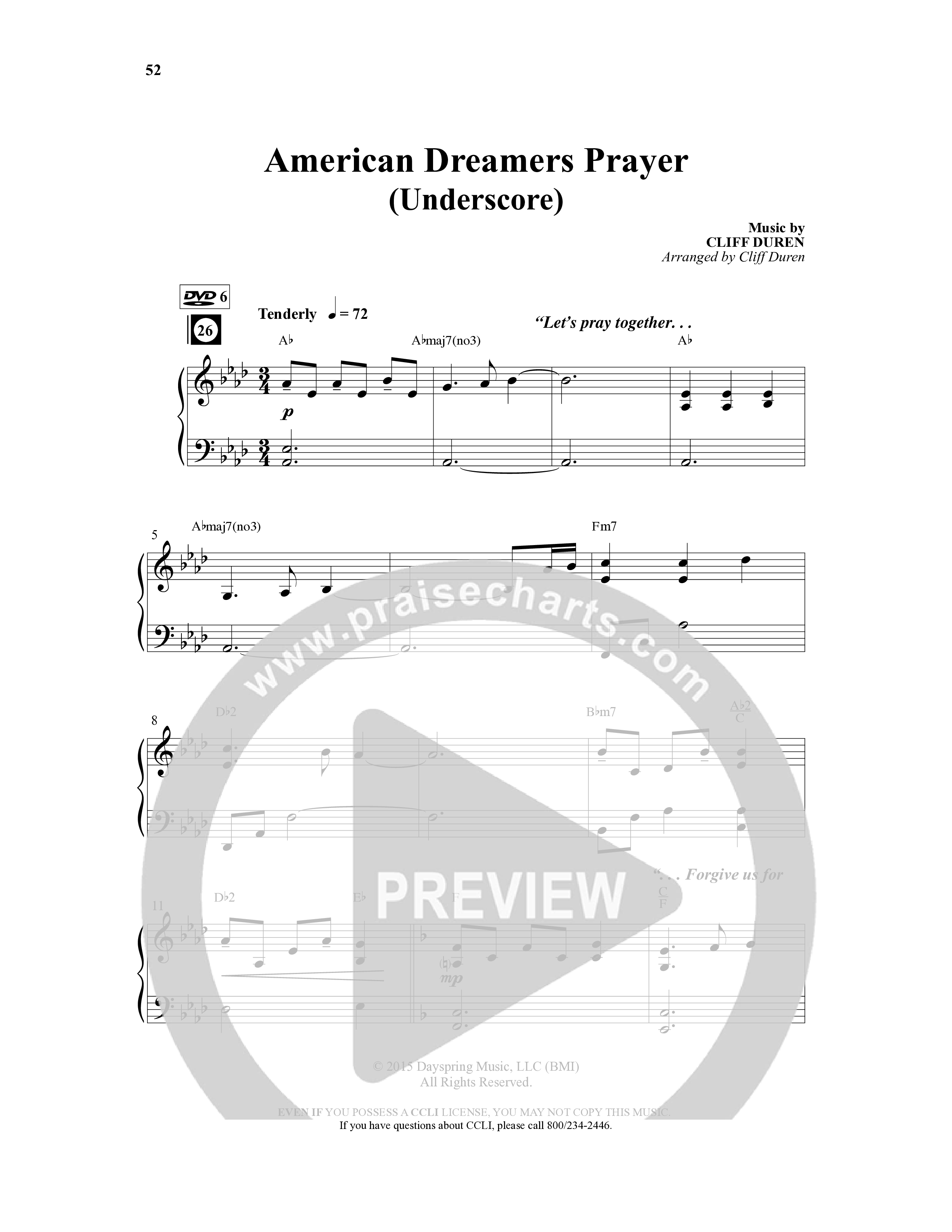 American Dreamers (10 Song Choral Collection) Song 6 (Piano SATB) (Arr. Tony Wood / Arr. Cliff Duren)