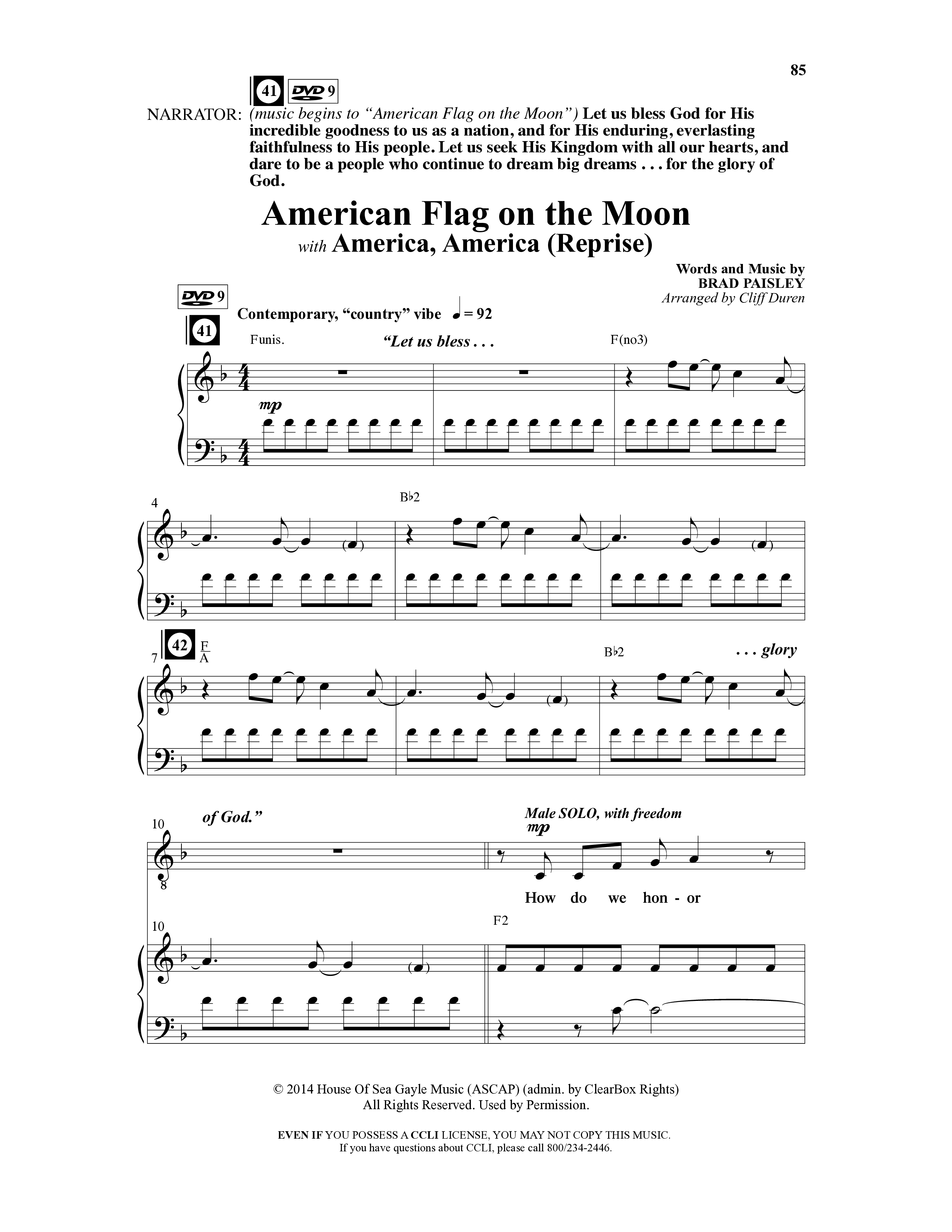 American Dreamers (10 Song Choral Collection) Song 9 (Piano SATB) (Arr. Tony Wood / Arr. Cliff Duren)