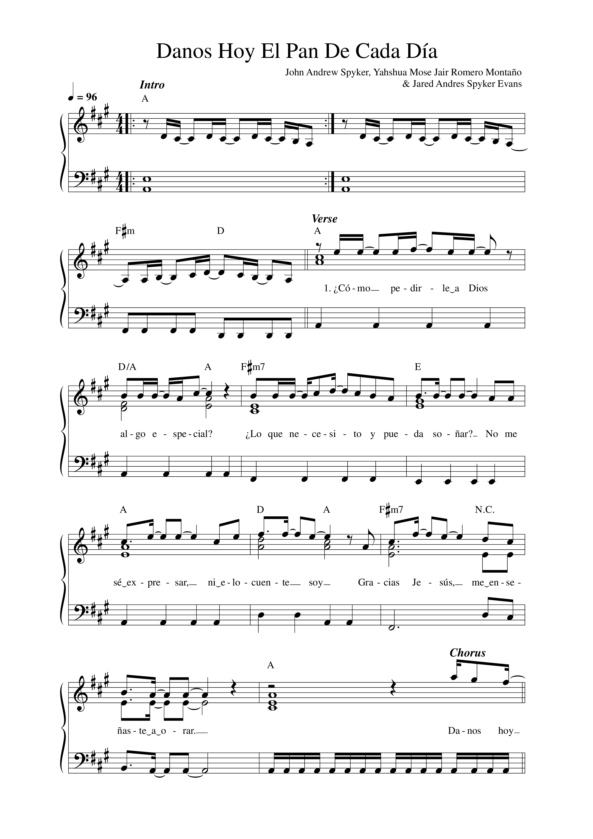 Danos hoy el pan de cada día Lead Sheet Melody (Música Más Vida)
