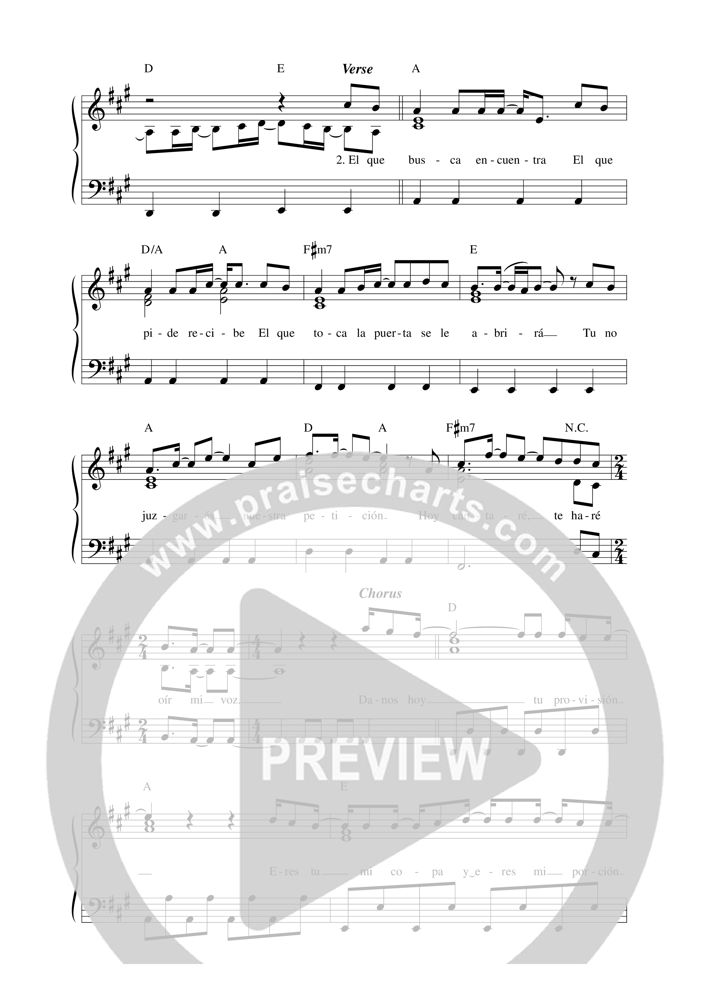 Danos hoy el pan de cada día Lead Sheet Melody (Música Más Vida)