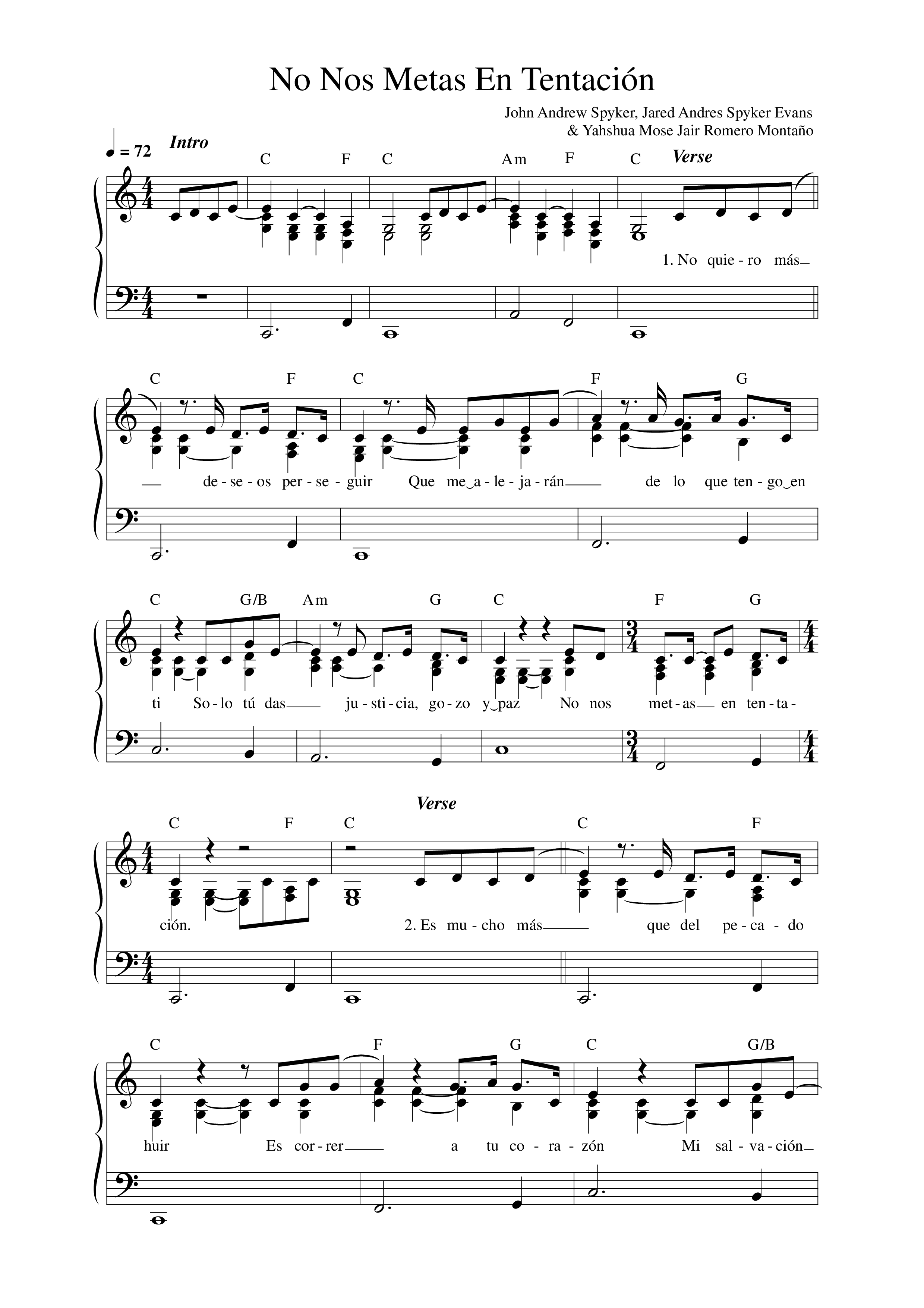 No nos metas en tentación Lead Sheet Melody (Música Más Vida)
