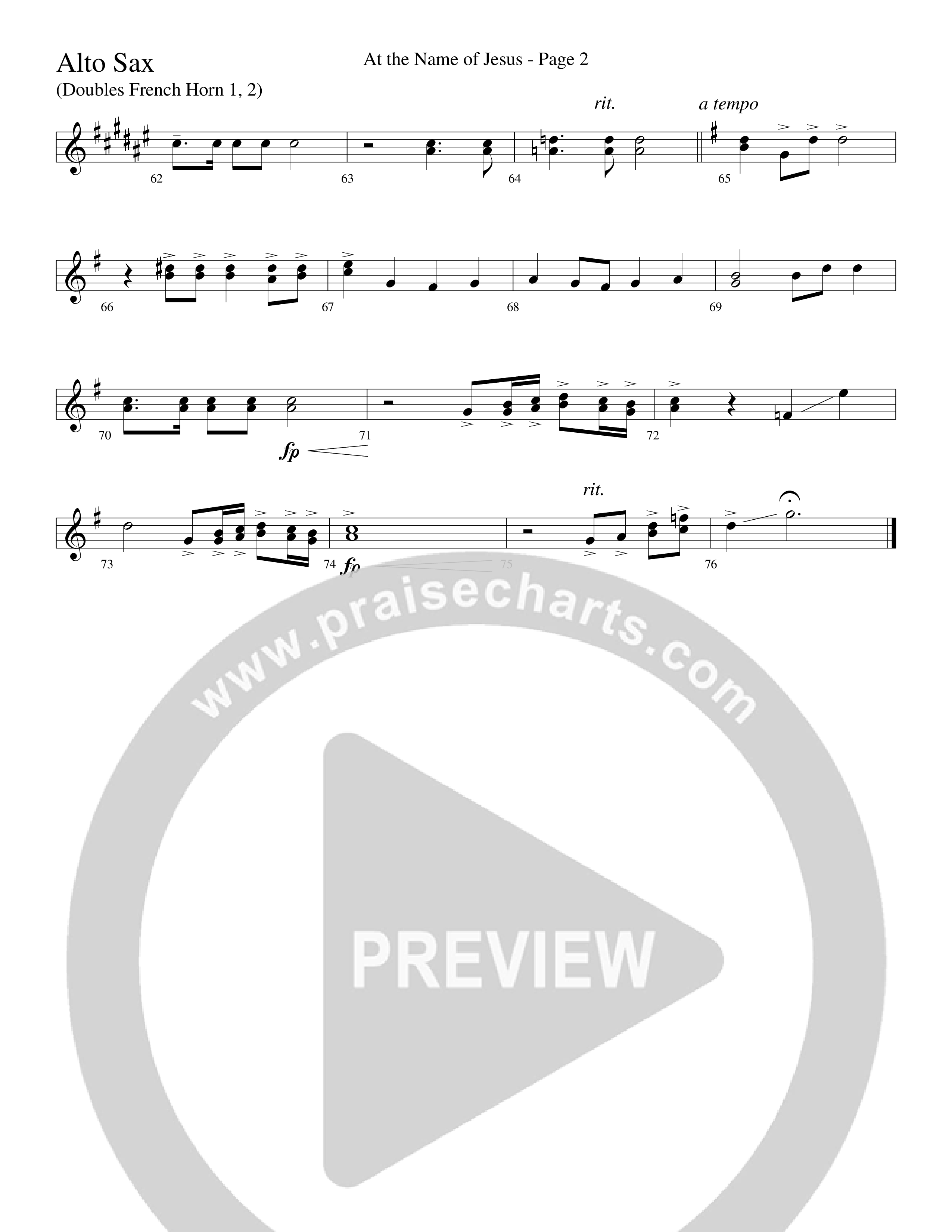 At The Name Of Jesus (Choral Anthem SATB) Alto Sax (Word Music Choral / Edson Dickinson)
