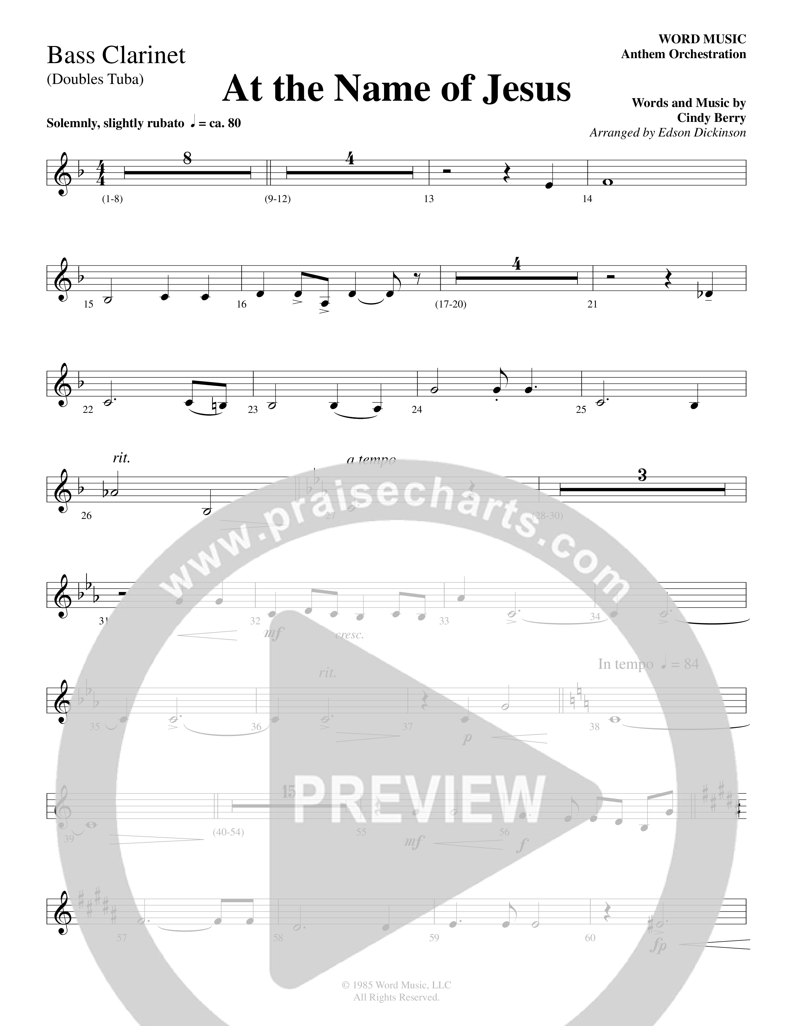 At The Name Of Jesus (Choral Anthem SATB) Bass Clarinet (Word Music Choral / Edson Dickinson)