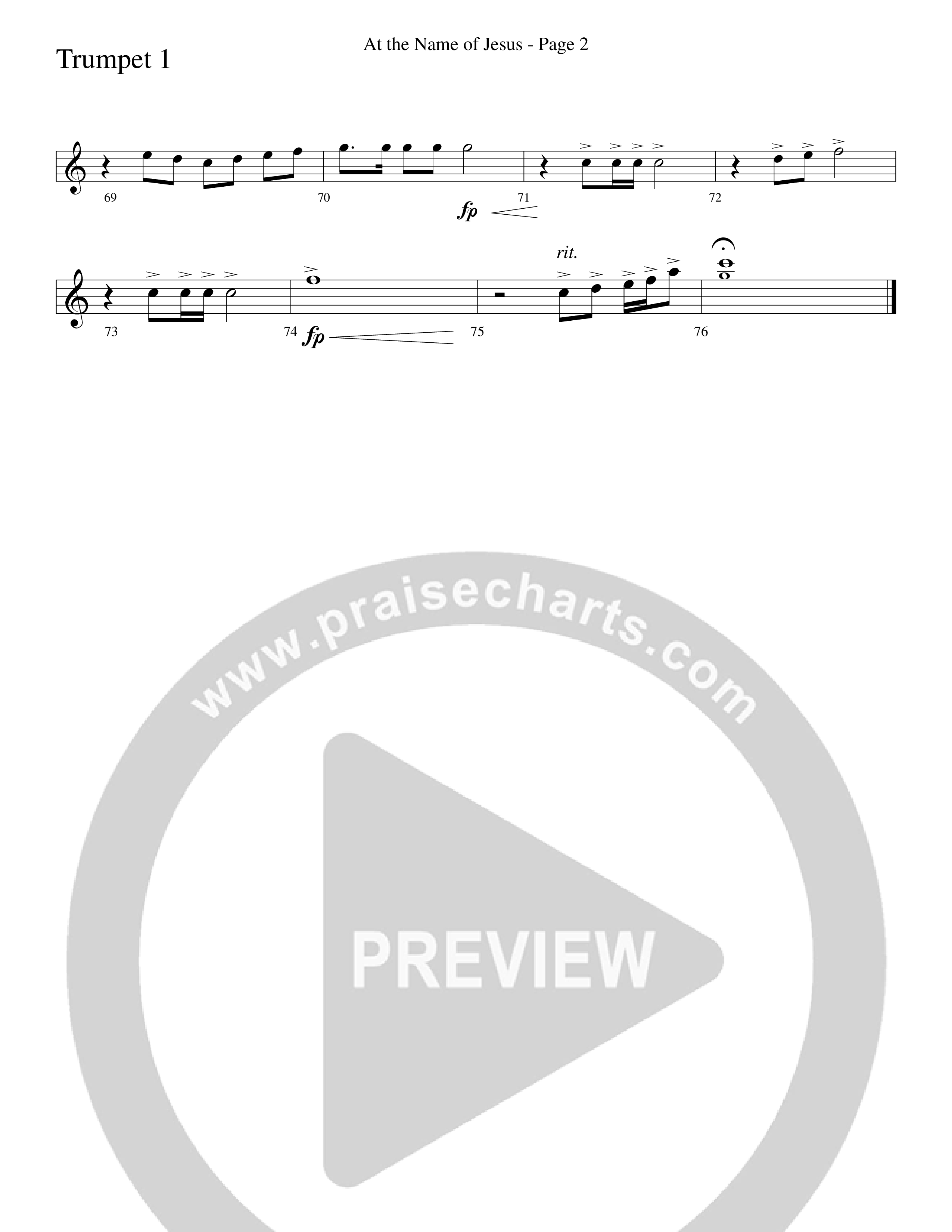 At The Name Of Jesus (Choral Anthem SATB) Trumpet 1 (Word Music Choral / Edson Dickinson)