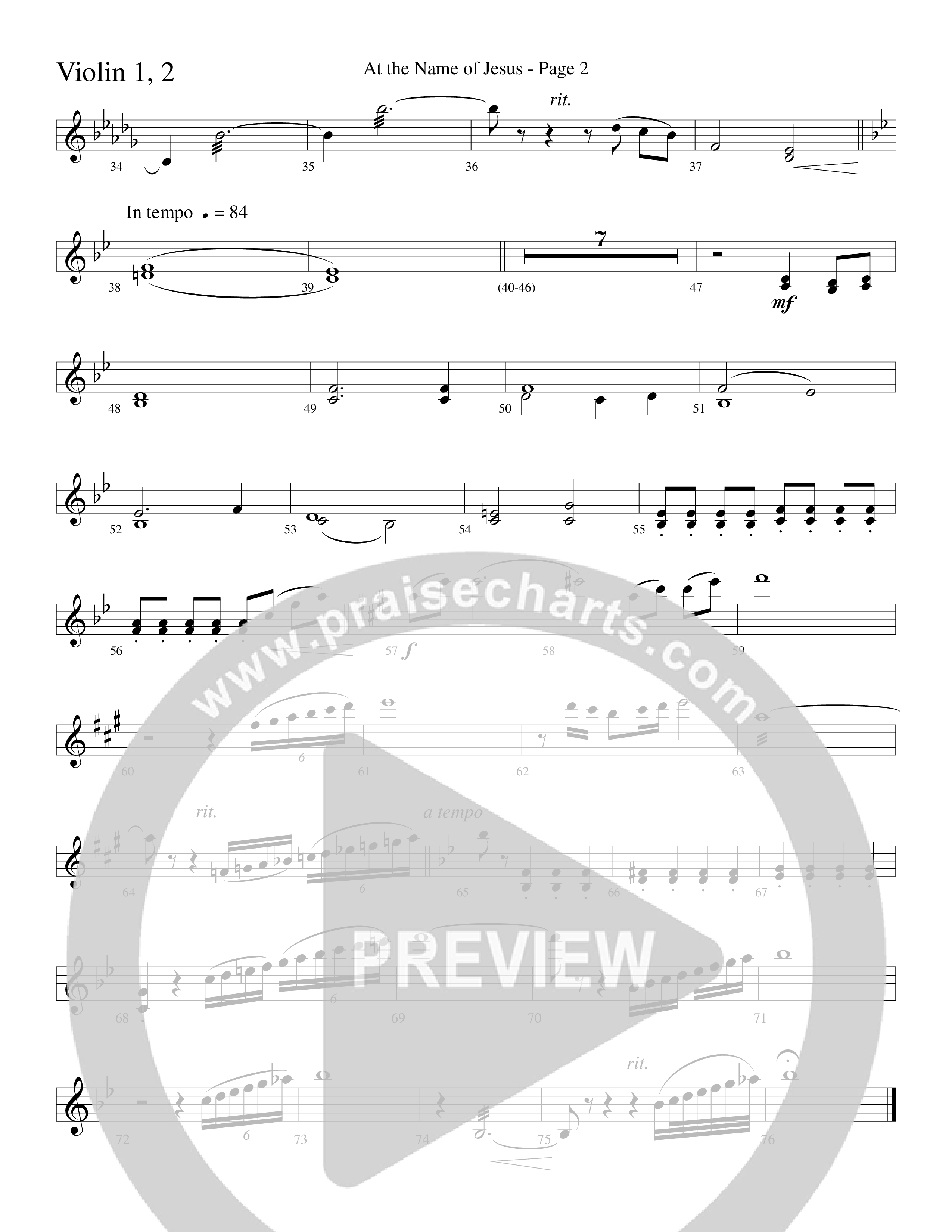 At The Name Of Jesus (Choral Anthem SATB) Violin 1/2 (Word Music Choral / Edson Dickinson)