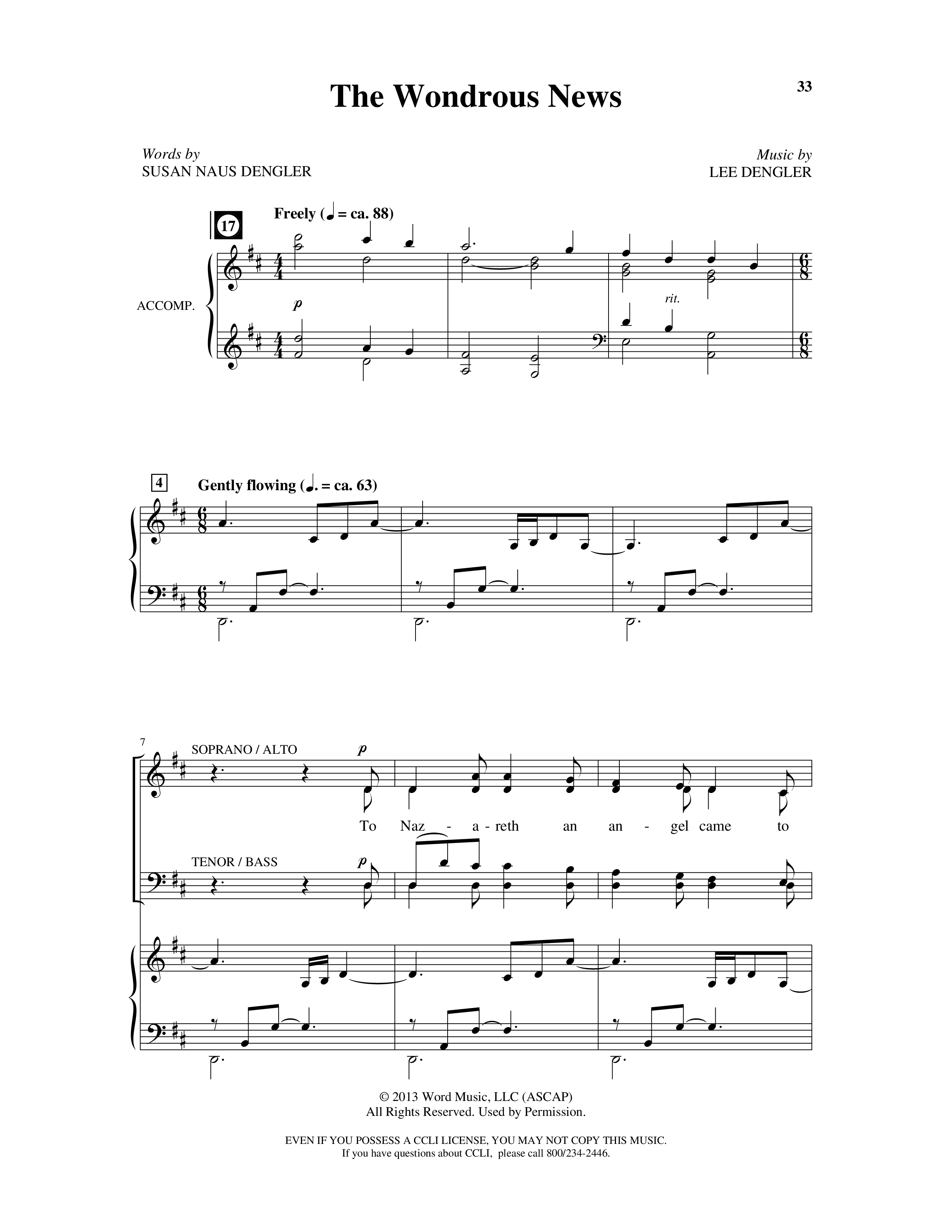 On This Shining Night (7 Song Choral Collection) Song 2 (Piano SATB) (Arr. Lee Dengler / Arr. Susan Naus Dengler / Orch. Phillip Keveren)