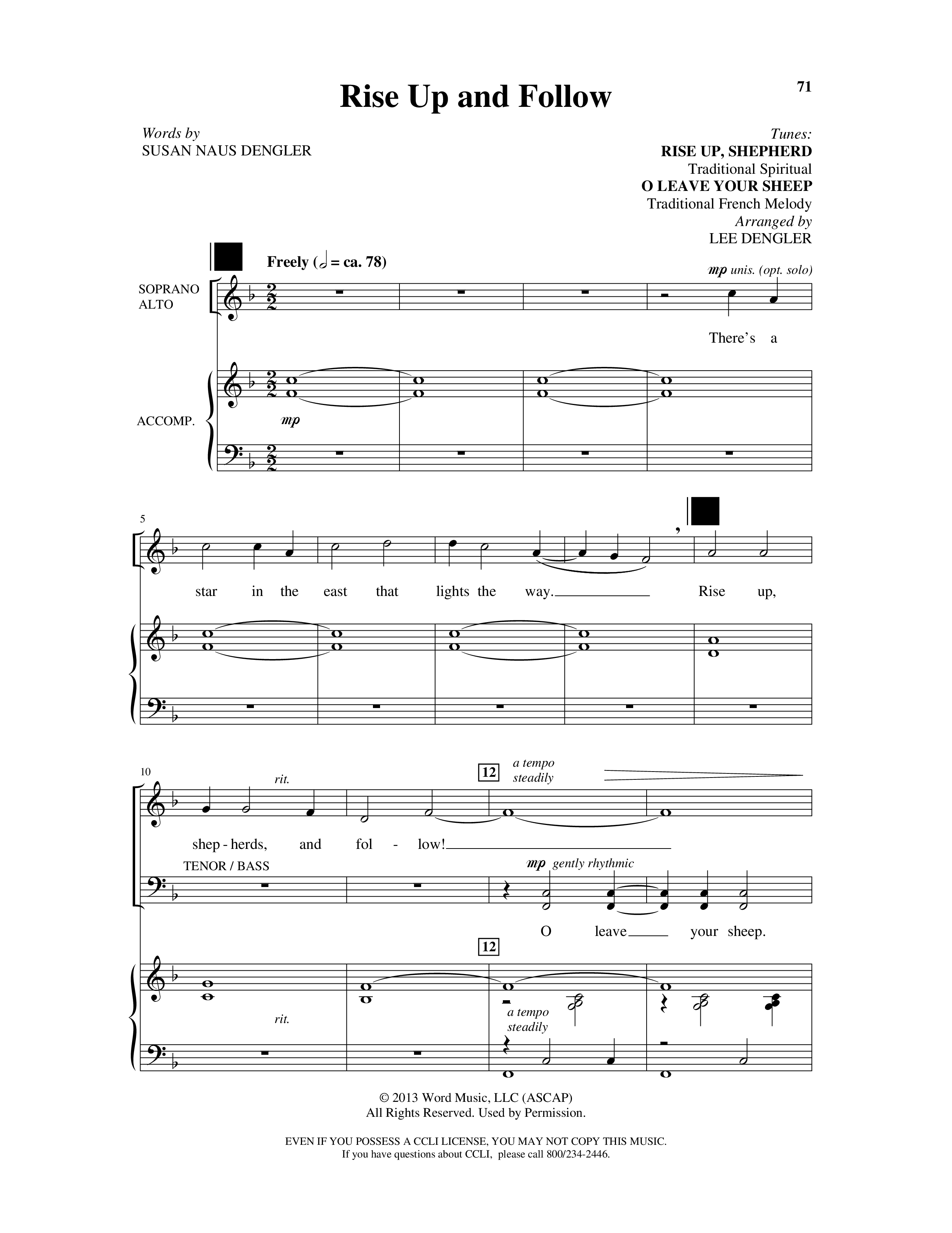 On This Shining Night (7 Song Choral Collection) Song 6 (Piano SATB) (Arr. Lee Dengler / Arr. Susan Naus Dengler / Orch. Phillip Keveren)