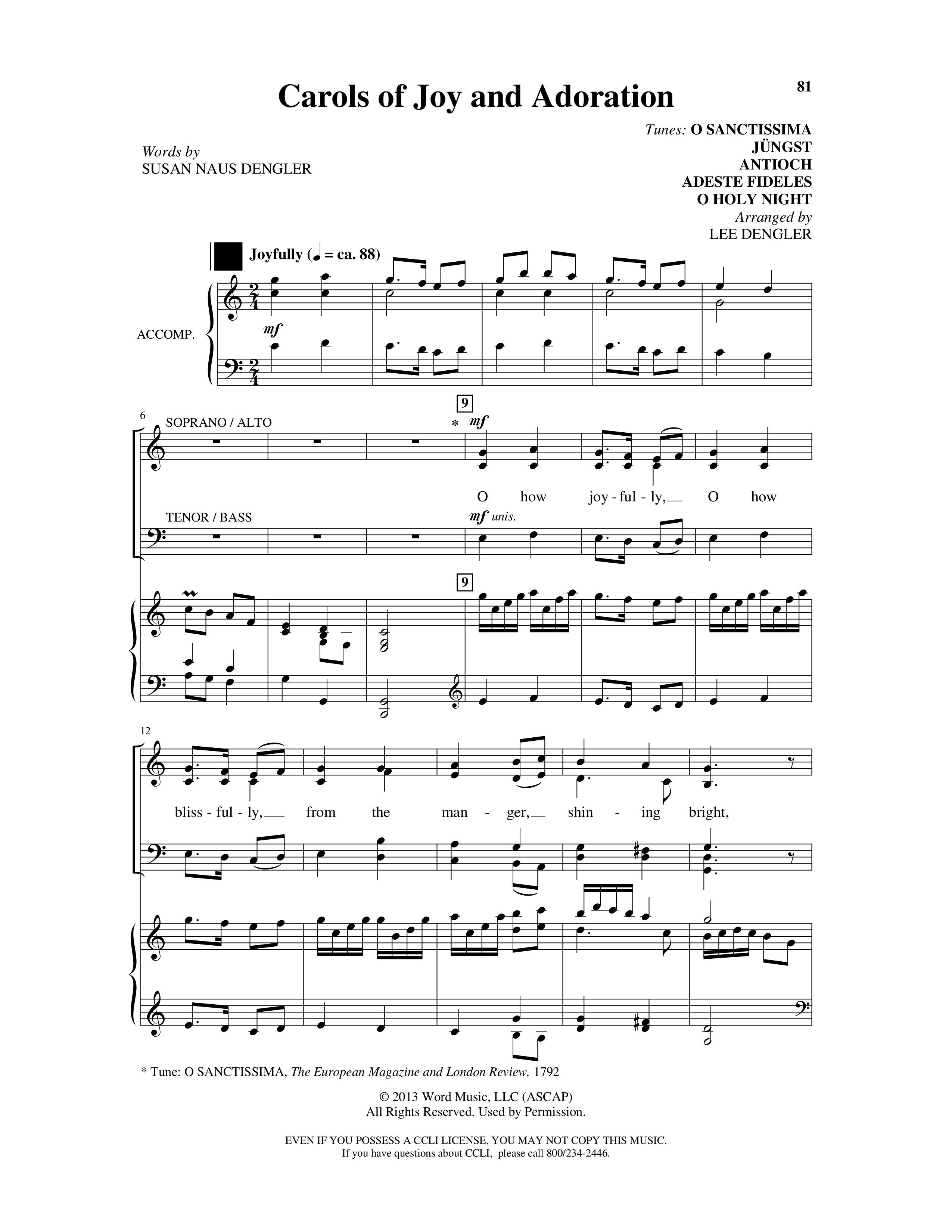 On This Shining Night (7 Song Choral Collection) Song 7 (Piano SATB) (Arr. Lee Dengler / Arr. Susan Naus Dengler / Orch. Phillip Keveren)