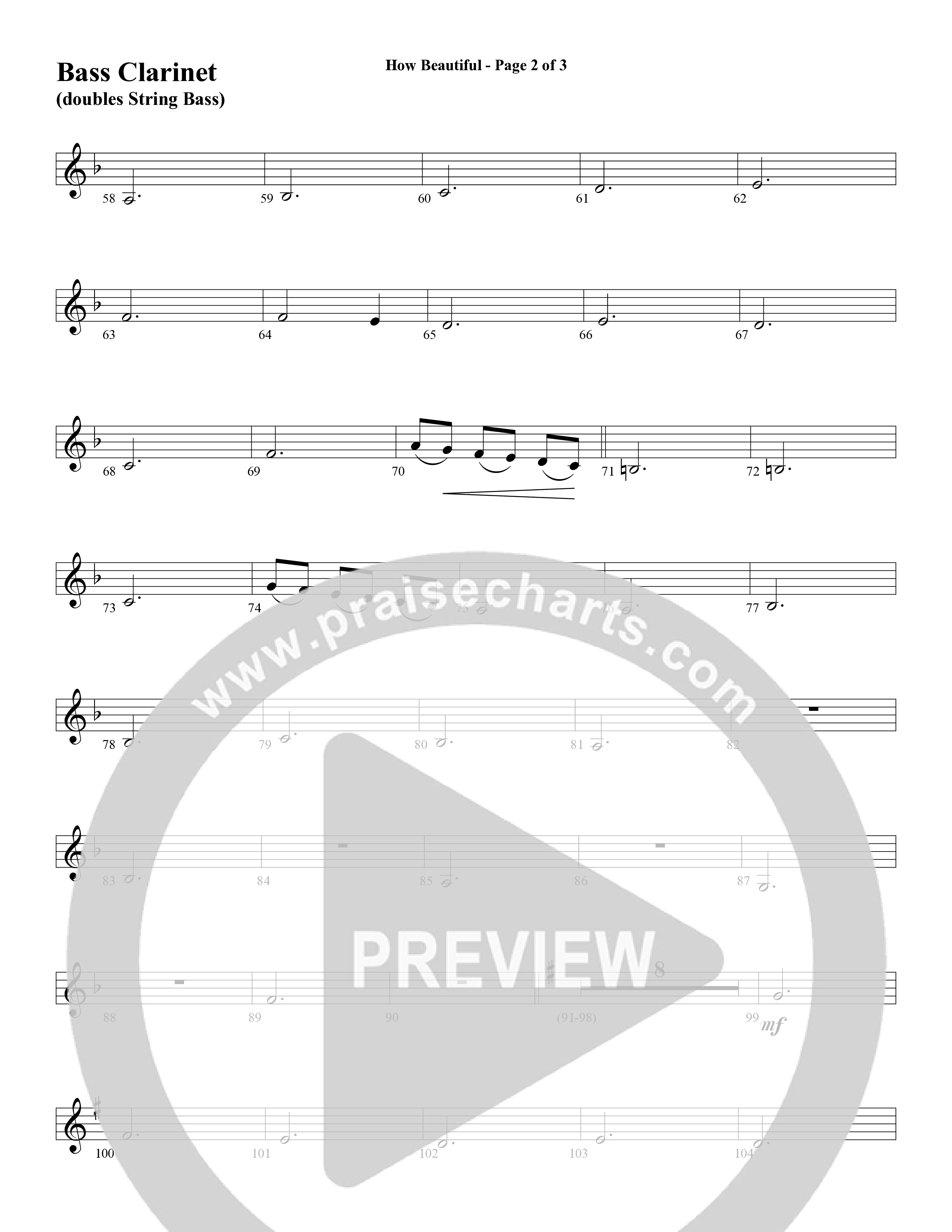 How Beautiful (Choral Anthem SATB) Bass Clarinet (Word Music Choral / Arr. Bruce Greer)