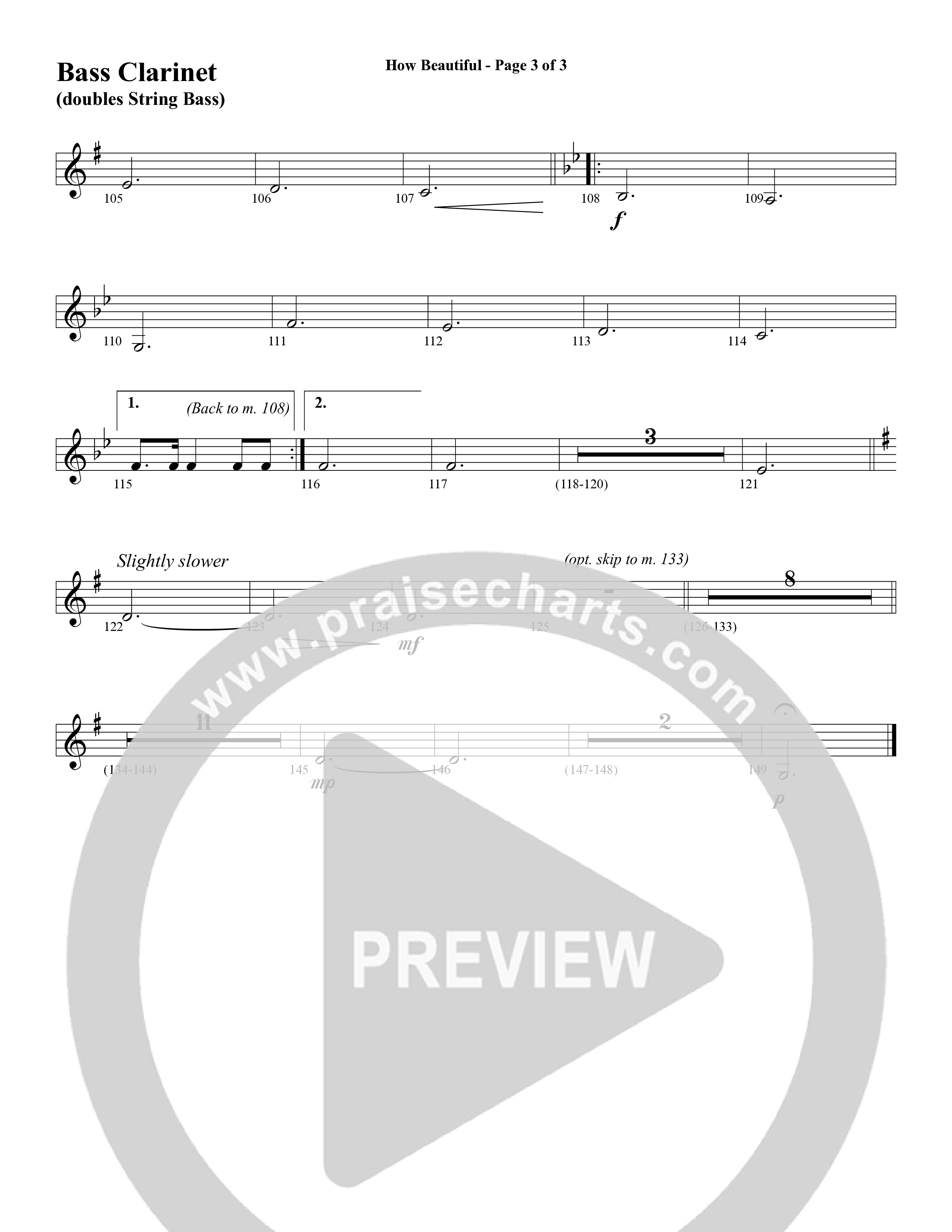 How Beautiful (Choral Anthem SATB) Bass Clarinet (Word Music Choral / Arr. Bruce Greer)