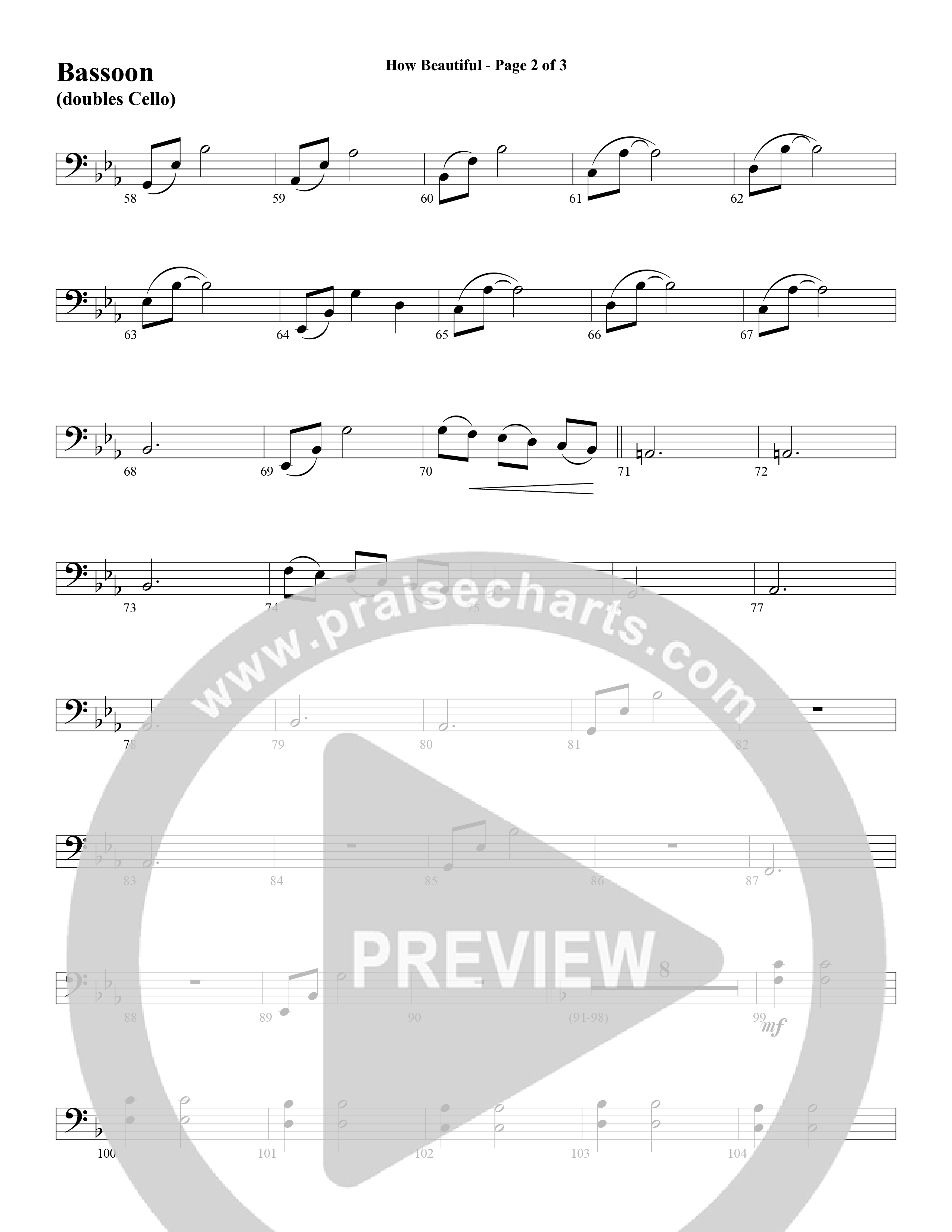 How Beautiful (Choral Anthem SATB) Bassoon (Word Music Choral / Arr. Bruce Greer)
