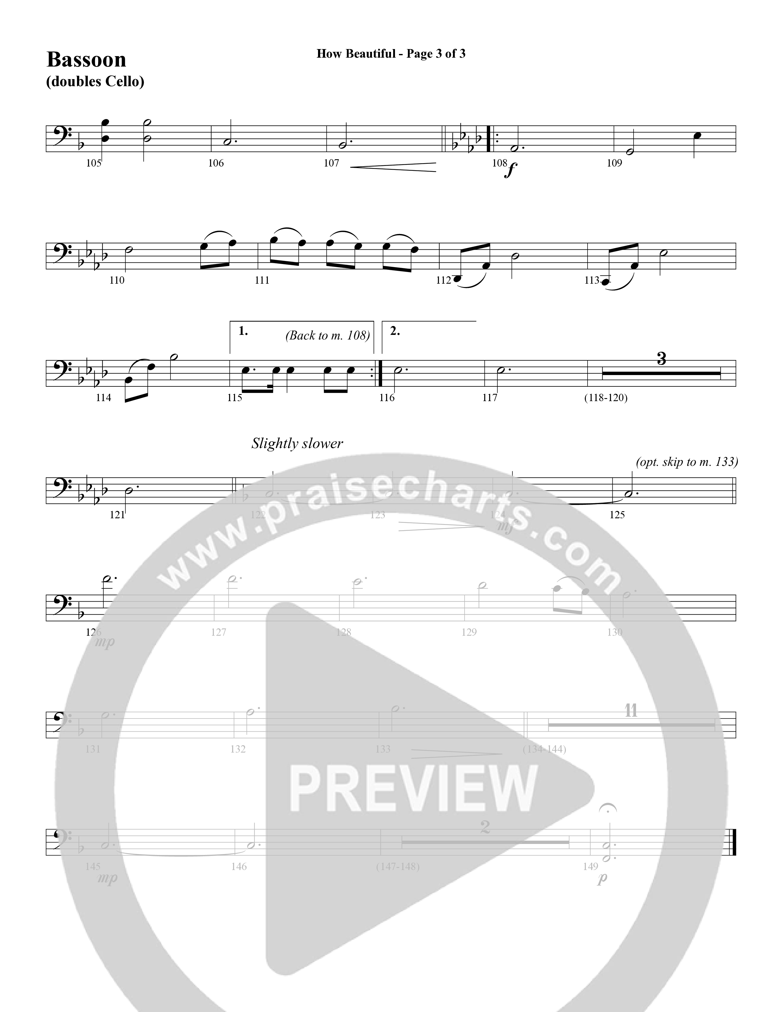 How Beautiful (Choral Anthem SATB) Bassoon (Word Music Choral / Arr. Bruce Greer)
