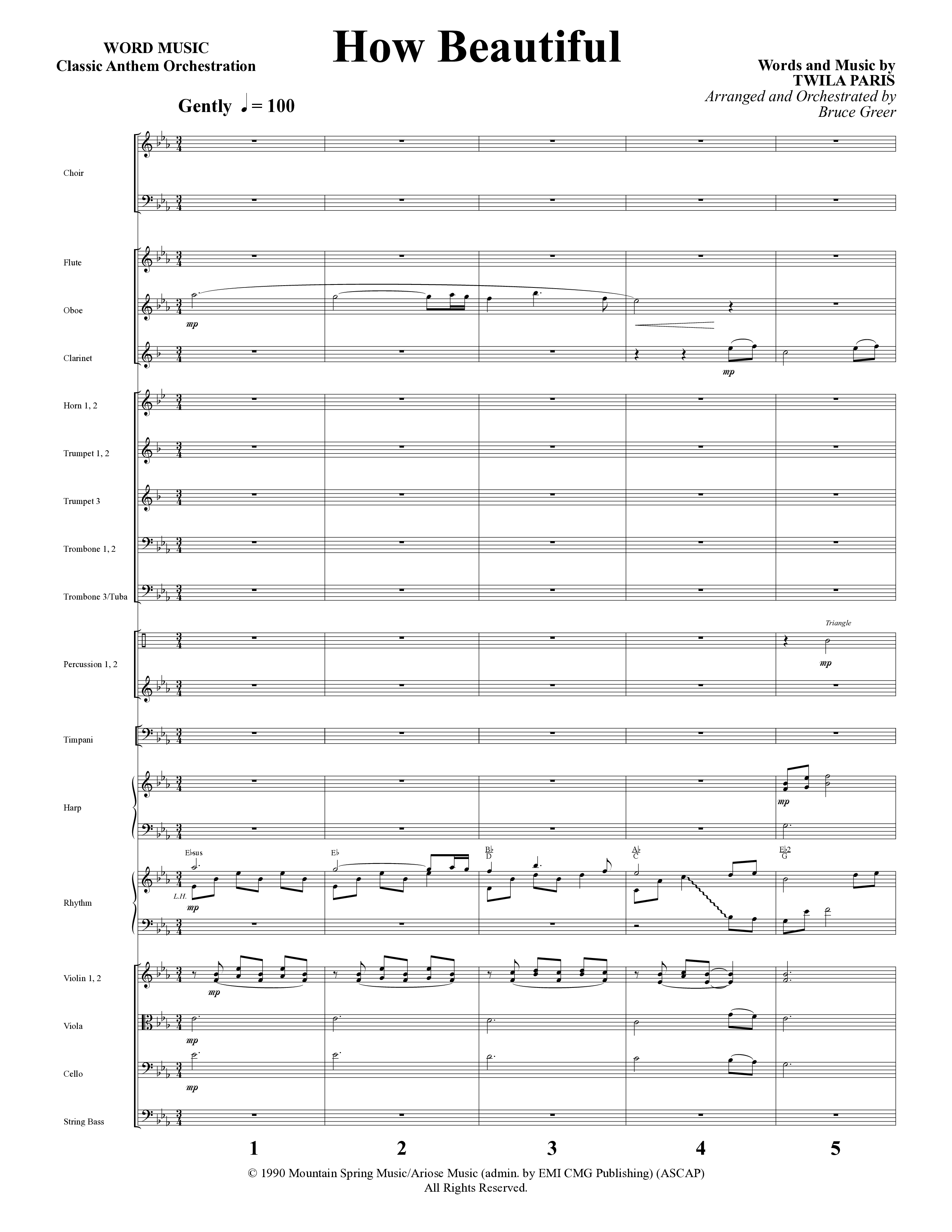 How Beautiful (Choral Anthem SATB) Orchestration (Word Music Choral / Arr. Bruce Greer)
