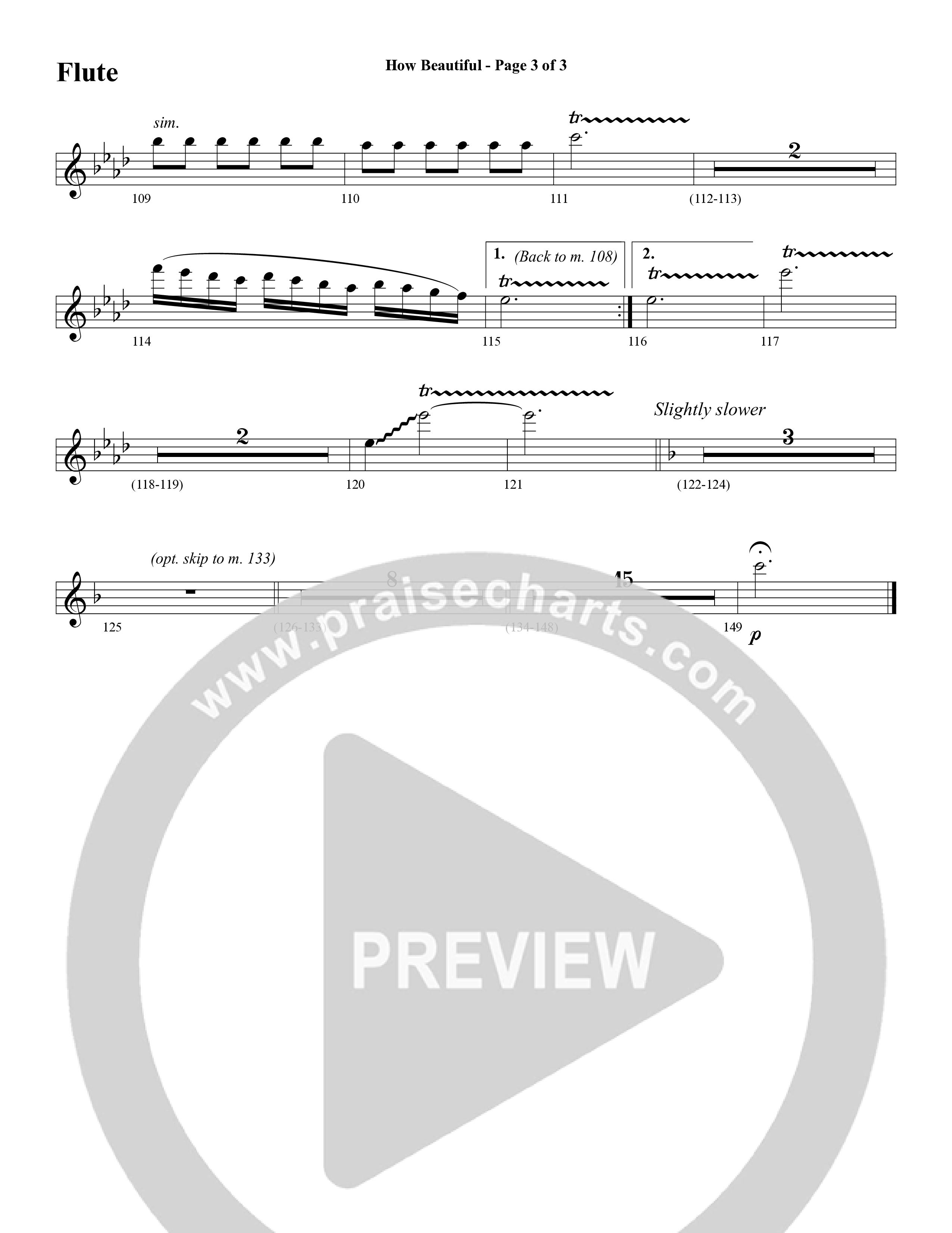 How Beautiful (Choral Anthem SATB) Flute (Word Music Choral / Arr. Bruce Greer)