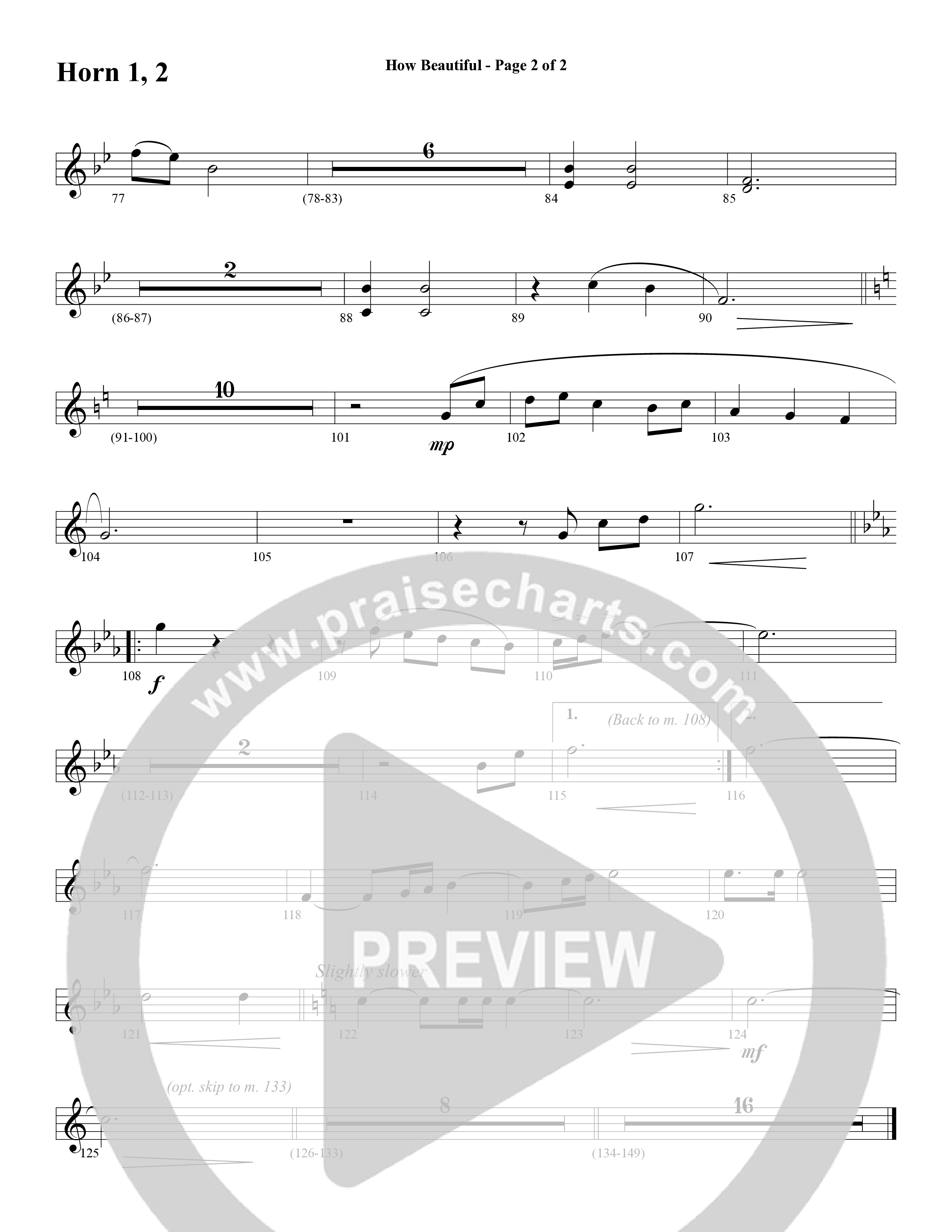 How Beautiful (Choral Anthem SATB) French Horn 1/2 (Word Music Choral / Arr. Bruce Greer)