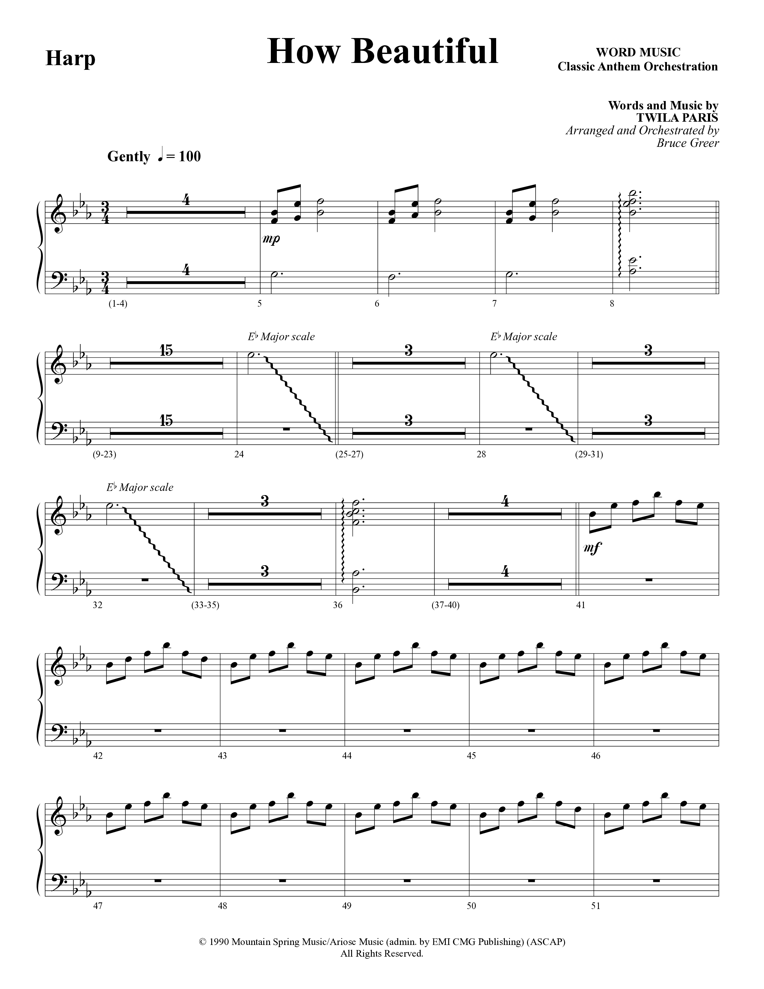 How Beautiful (Choral Anthem SATB) Harp (Word Music Choral / Arr. Bruce Greer)