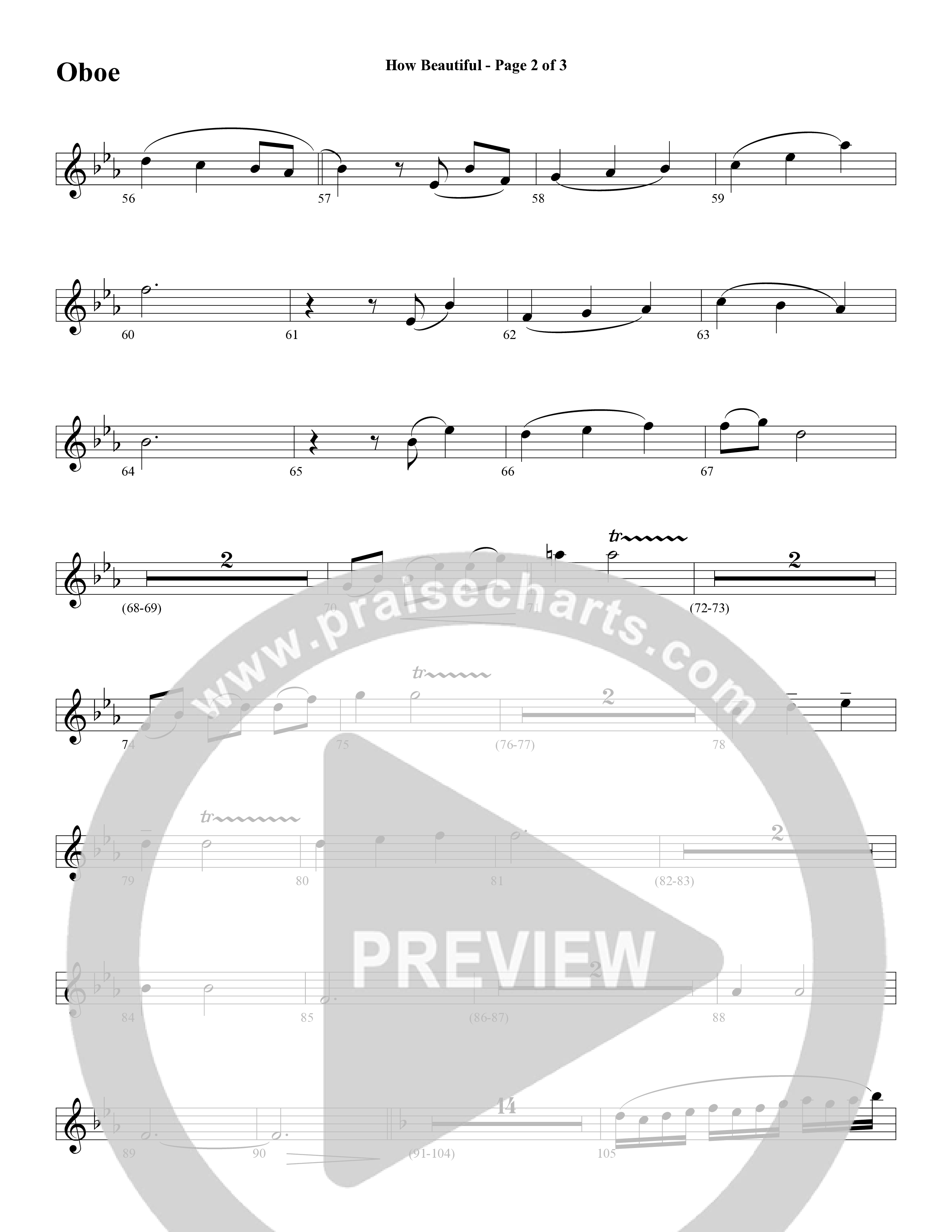 How Beautiful (Choral Anthem SATB) Oboe (Word Music Choral / Arr. Bruce Greer)