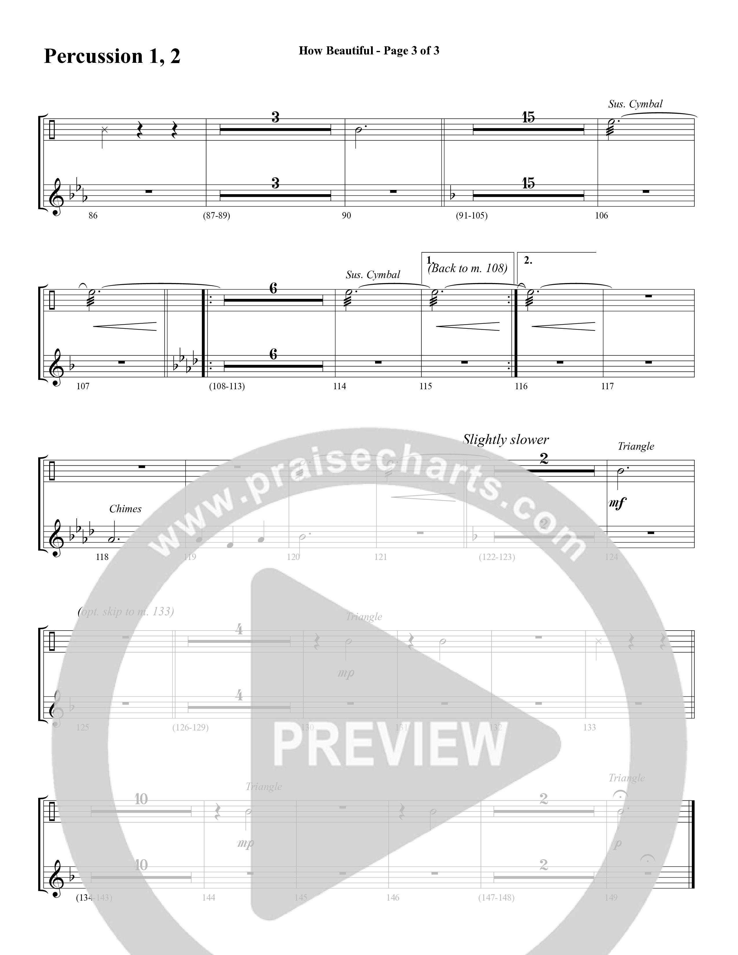 How Beautiful (Choral Anthem SATB) Percussion (Word Music Choral / Arr. Bruce Greer)