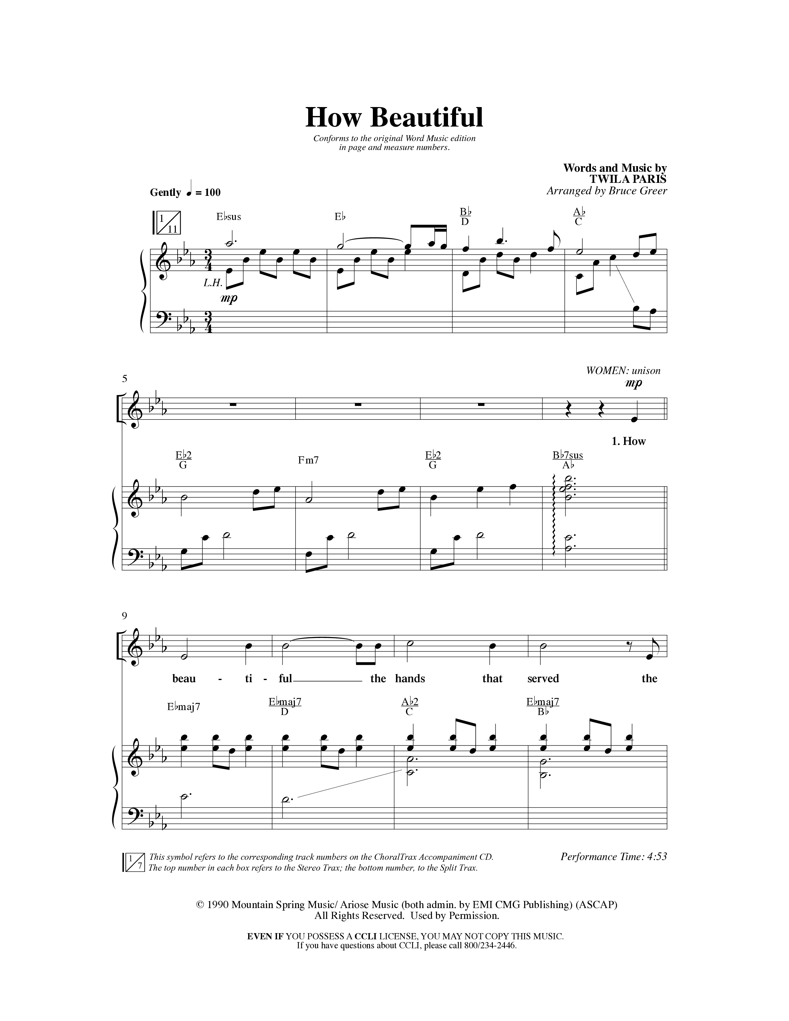 How Beautiful (Choral Anthem SATB) Anthem (SATB/Piano) (Word Music Choral / Arr. Bruce Greer)
