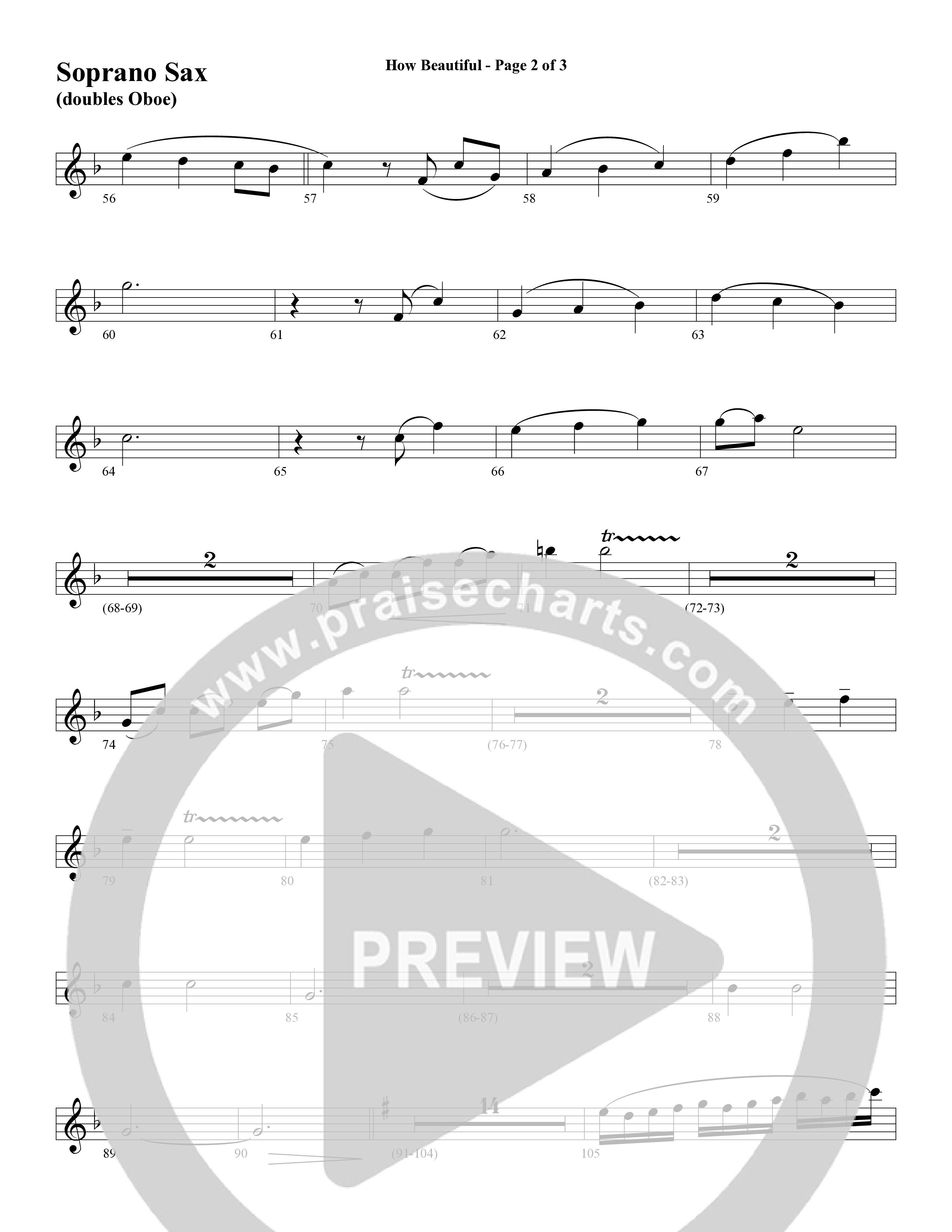 How Beautiful (Choral Anthem SATB) Soprano Sax (Word Music Choral / Arr. Bruce Greer)