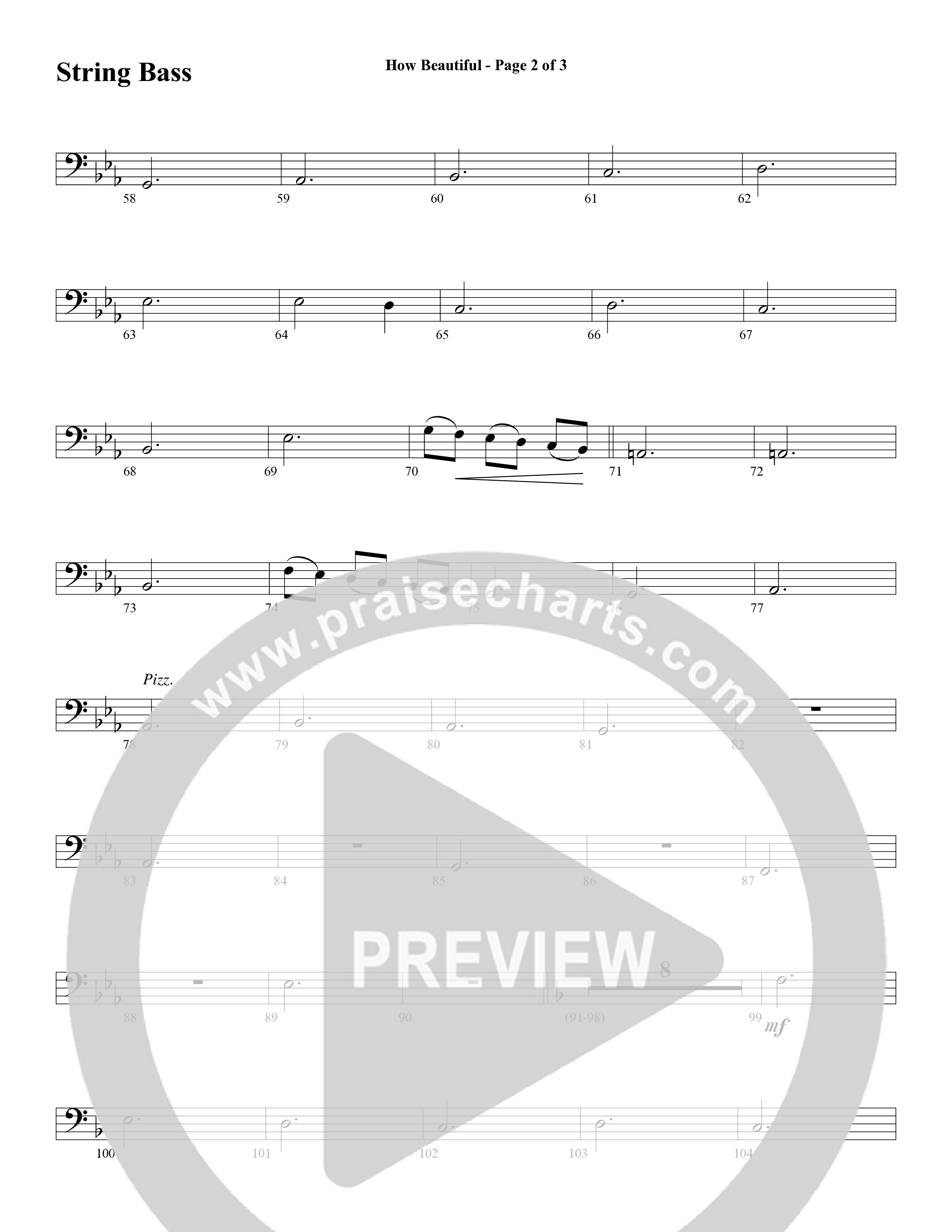 How Beautiful (Choral Anthem SATB) String Bass (Word Music Choral / Arr. Bruce Greer)