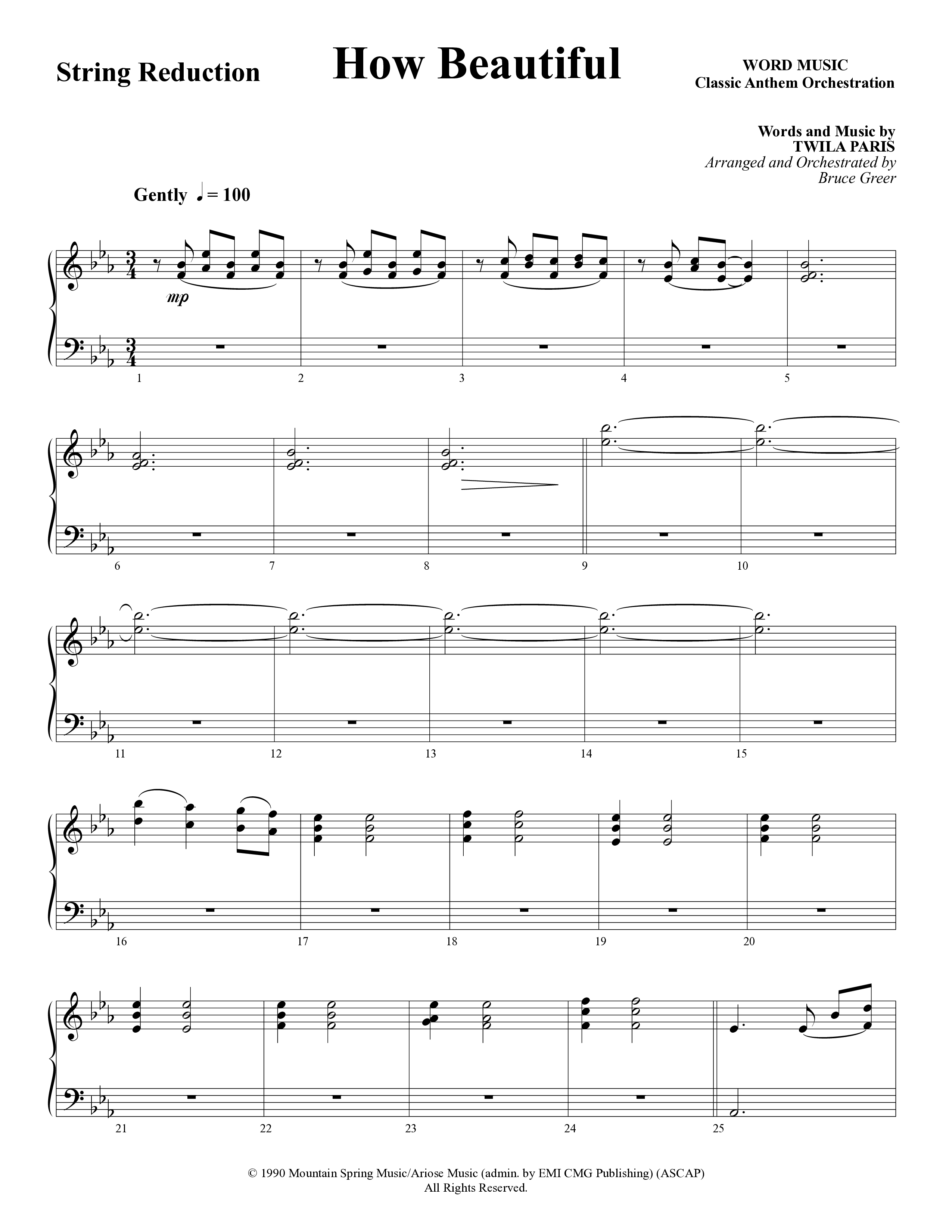 How Beautiful (Choral Anthem SATB) String Reduction (Word Music Choral / Arr. Bruce Greer)