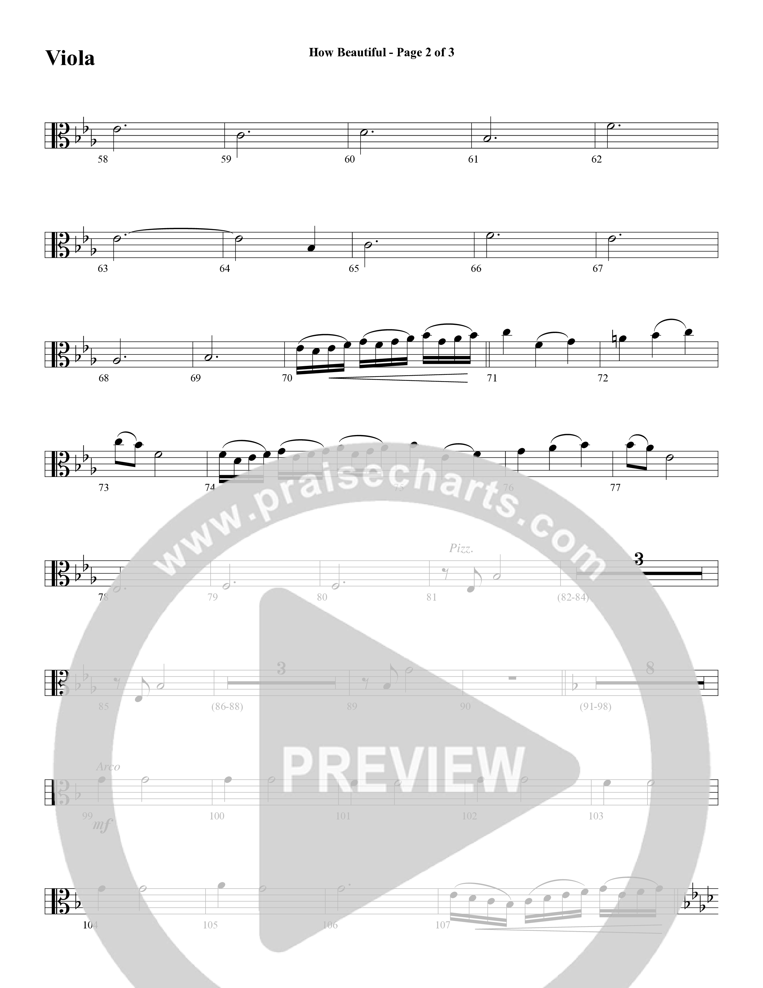 How Beautiful (Choral Anthem SATB) Viola (Word Music Choral / Arr. Bruce Greer)