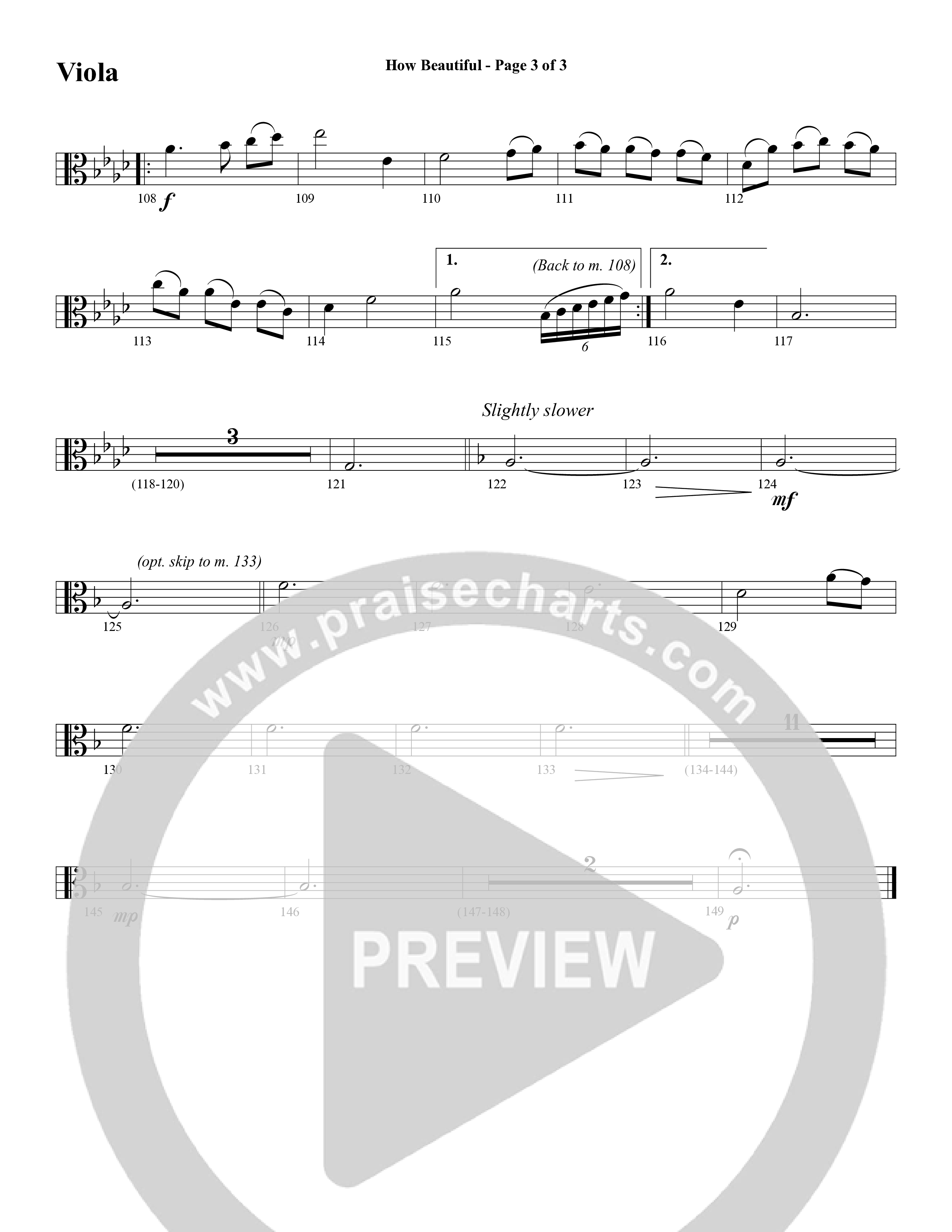 How Beautiful (Choral Anthem SATB) Viola (Word Music Choral / Arr. Bruce Greer)