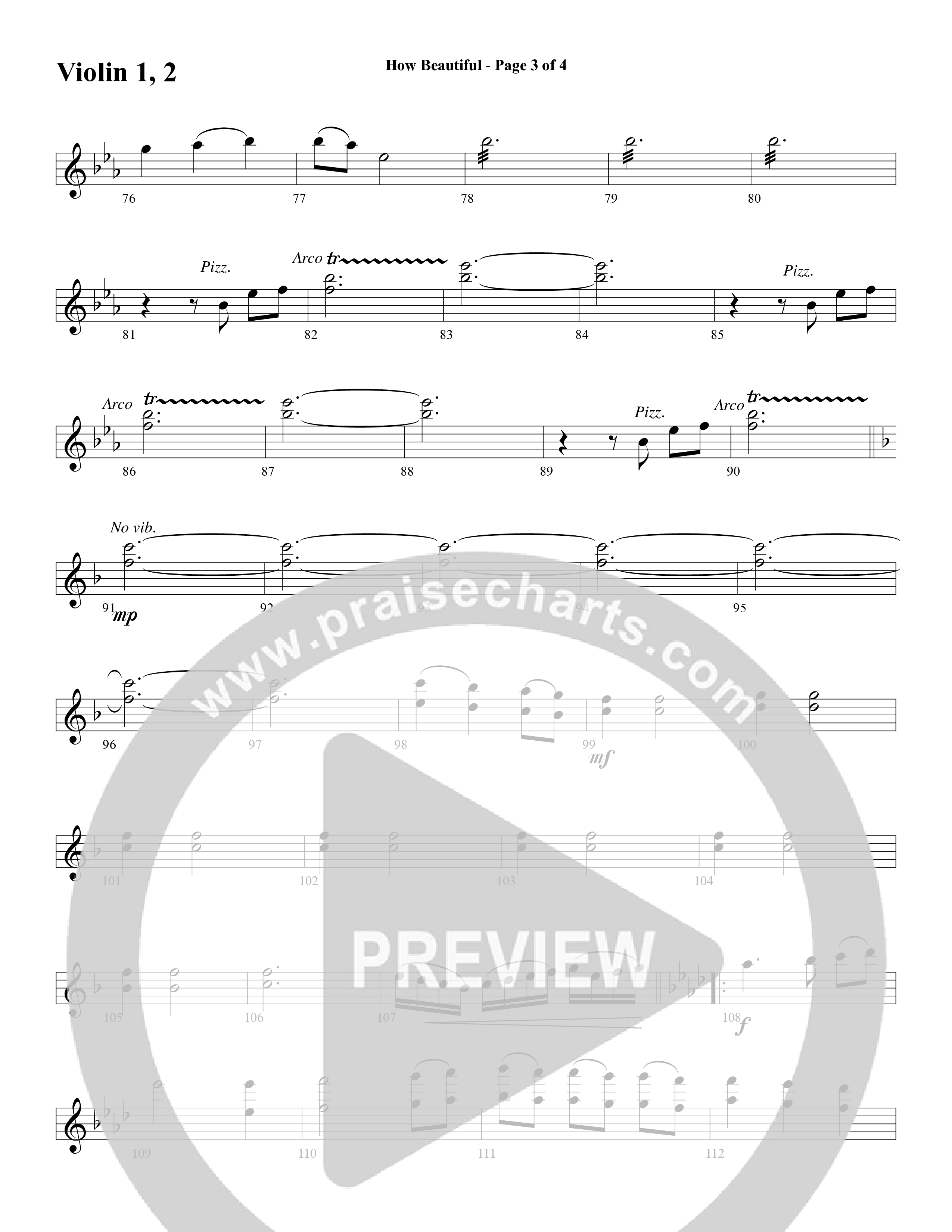 How Beautiful (Choral Anthem SATB) Violin 1/2 (Word Music Choral / Arr. Bruce Greer)