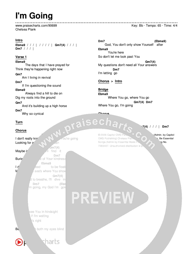 I'm Going Chords & Lyrics (Chelsea Plank)