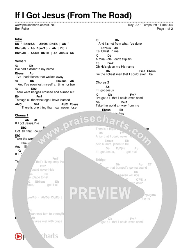 If I Got Jesus (From The Road) Chords & Lyrics (Ben Fuller)