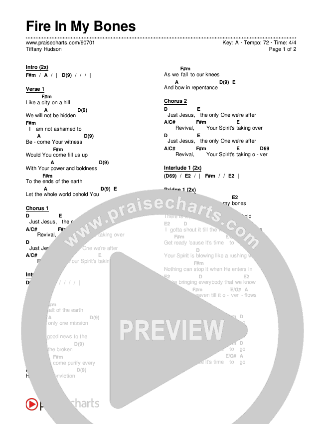 Fire In My Bones Chords & Lyrics (Tiffany Hudson)