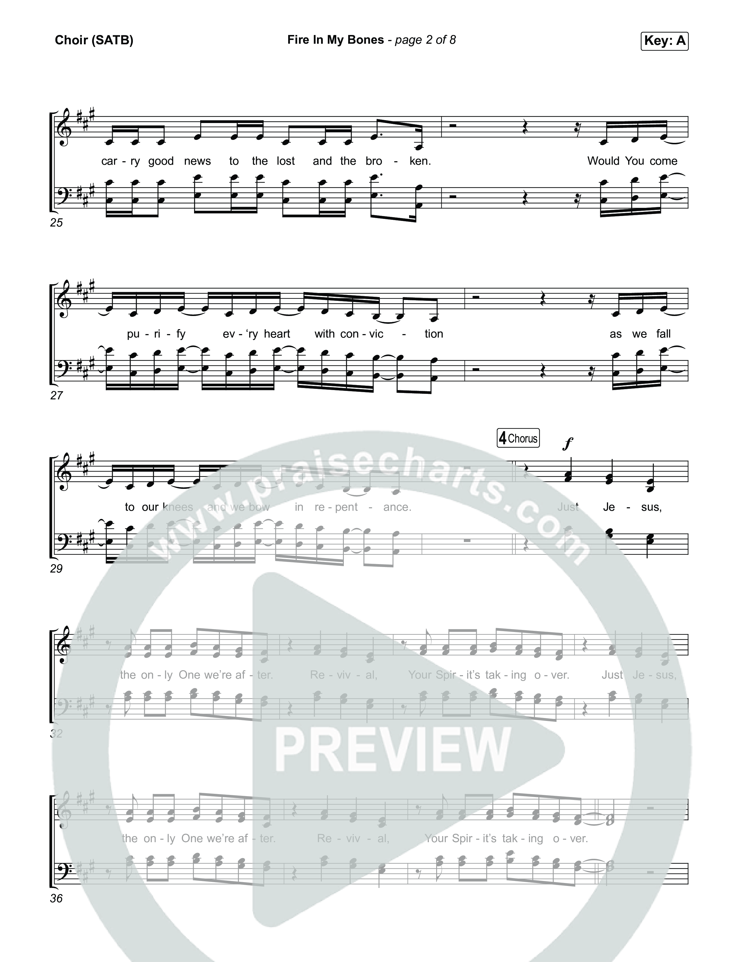 Fire In My Bones Choir Sheet (SATB) (Tiffany Hudson)