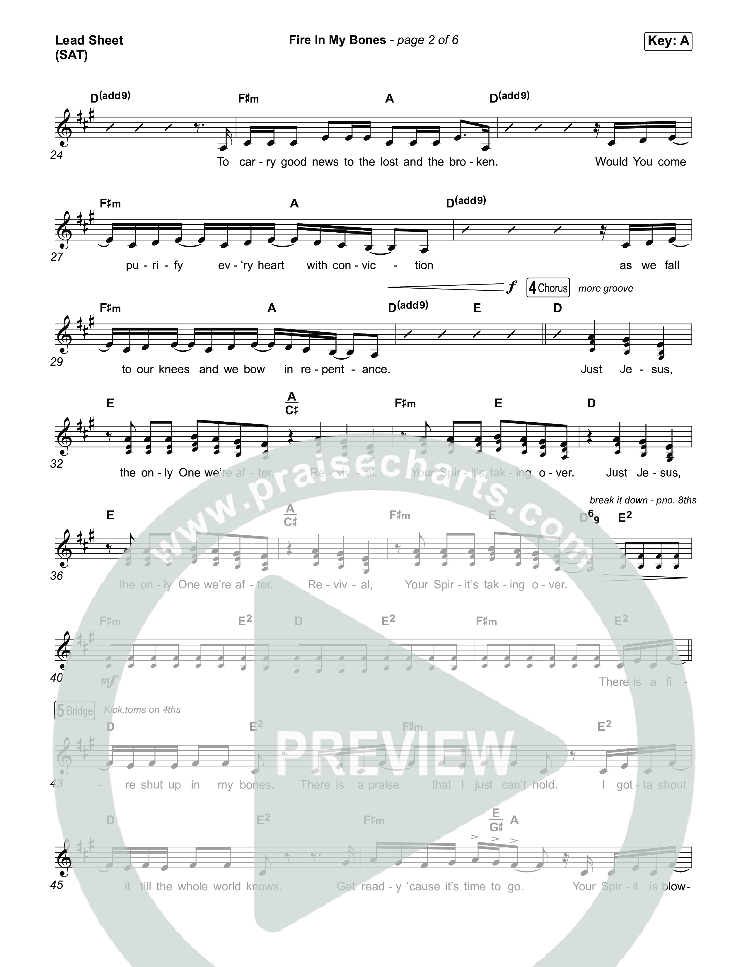 Fire In My Bones Lead Sheet (SAT) (Tiffany Hudson)