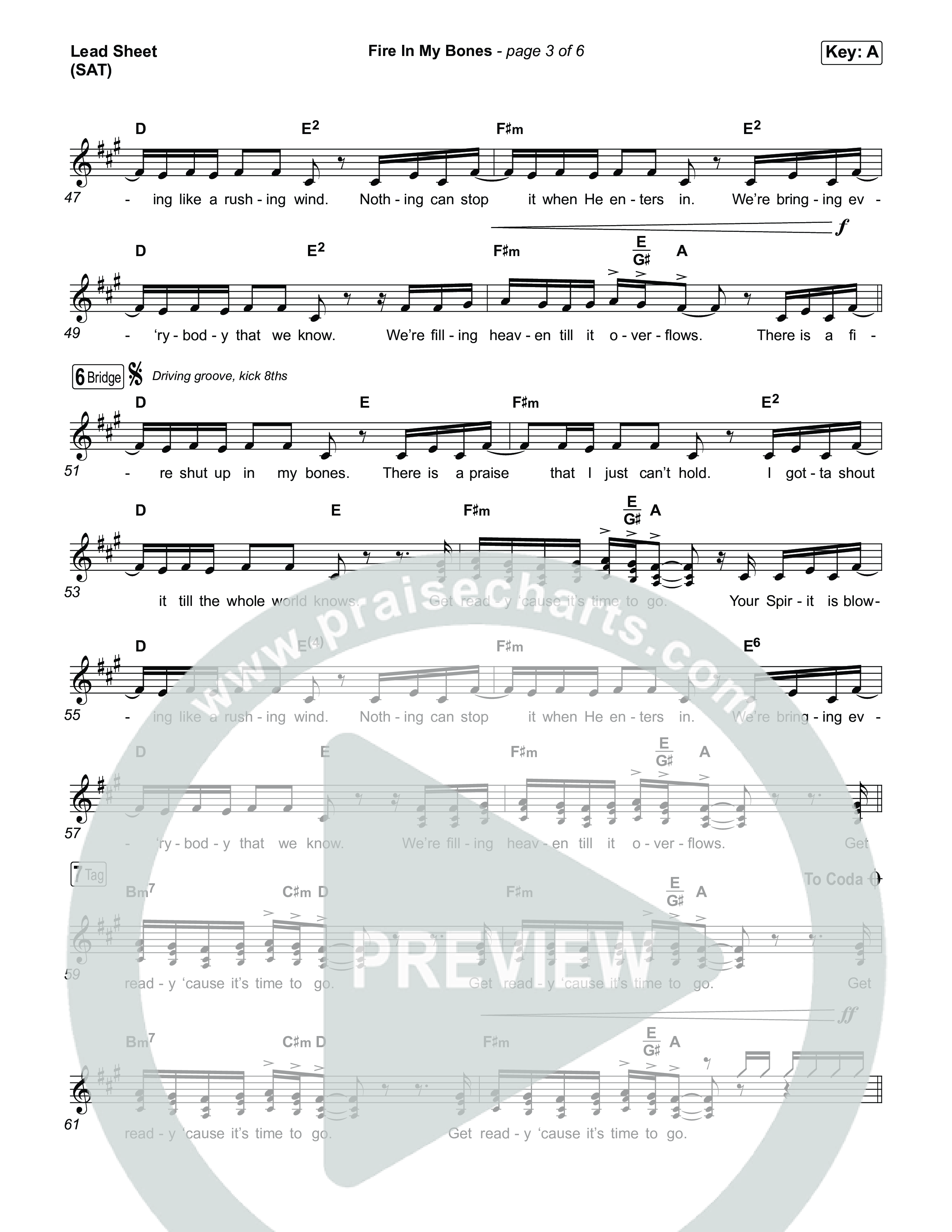 Fire In My Bones Lead Sheet (SAT) (Tiffany Hudson)