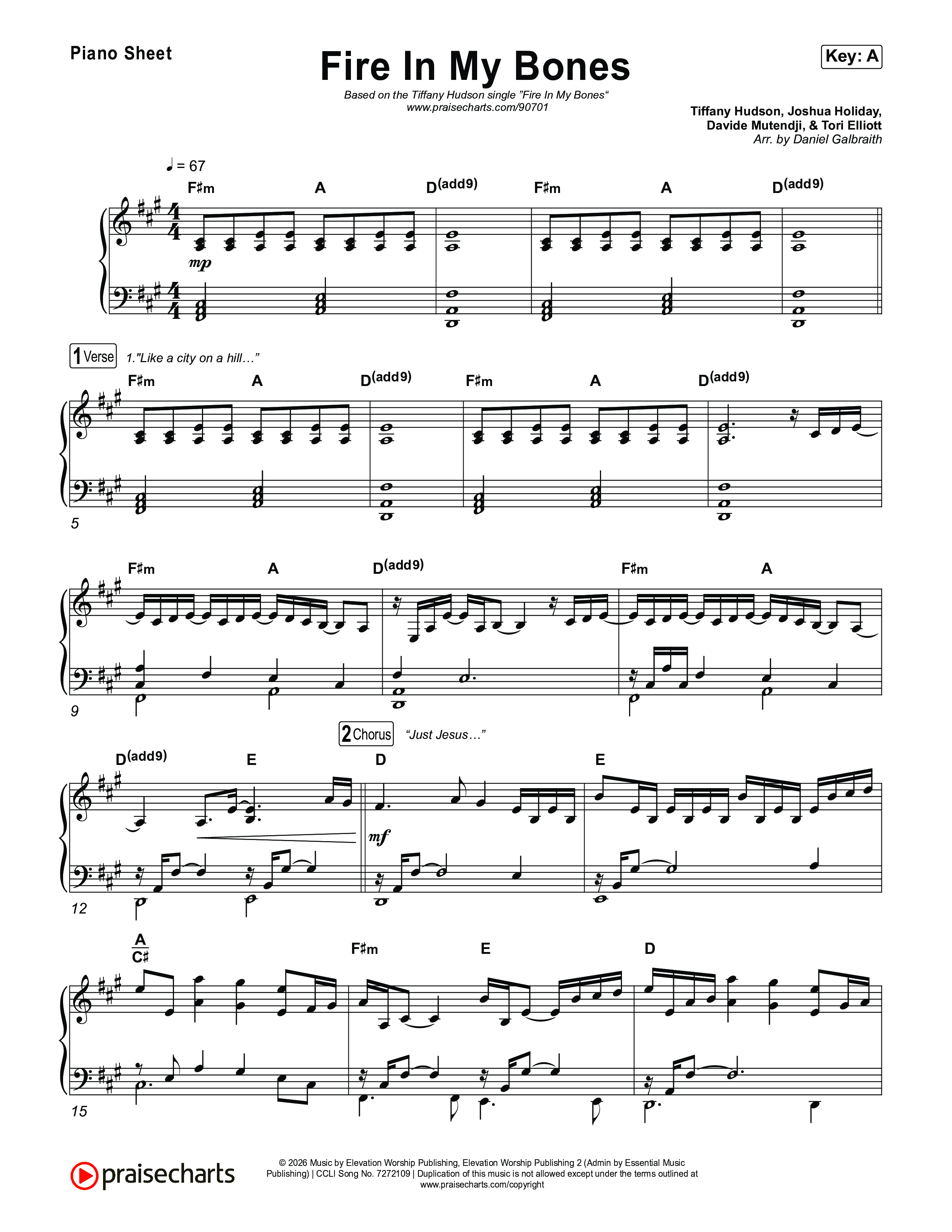 Fire In My Bones Piano Sheet (Tiffany Hudson)