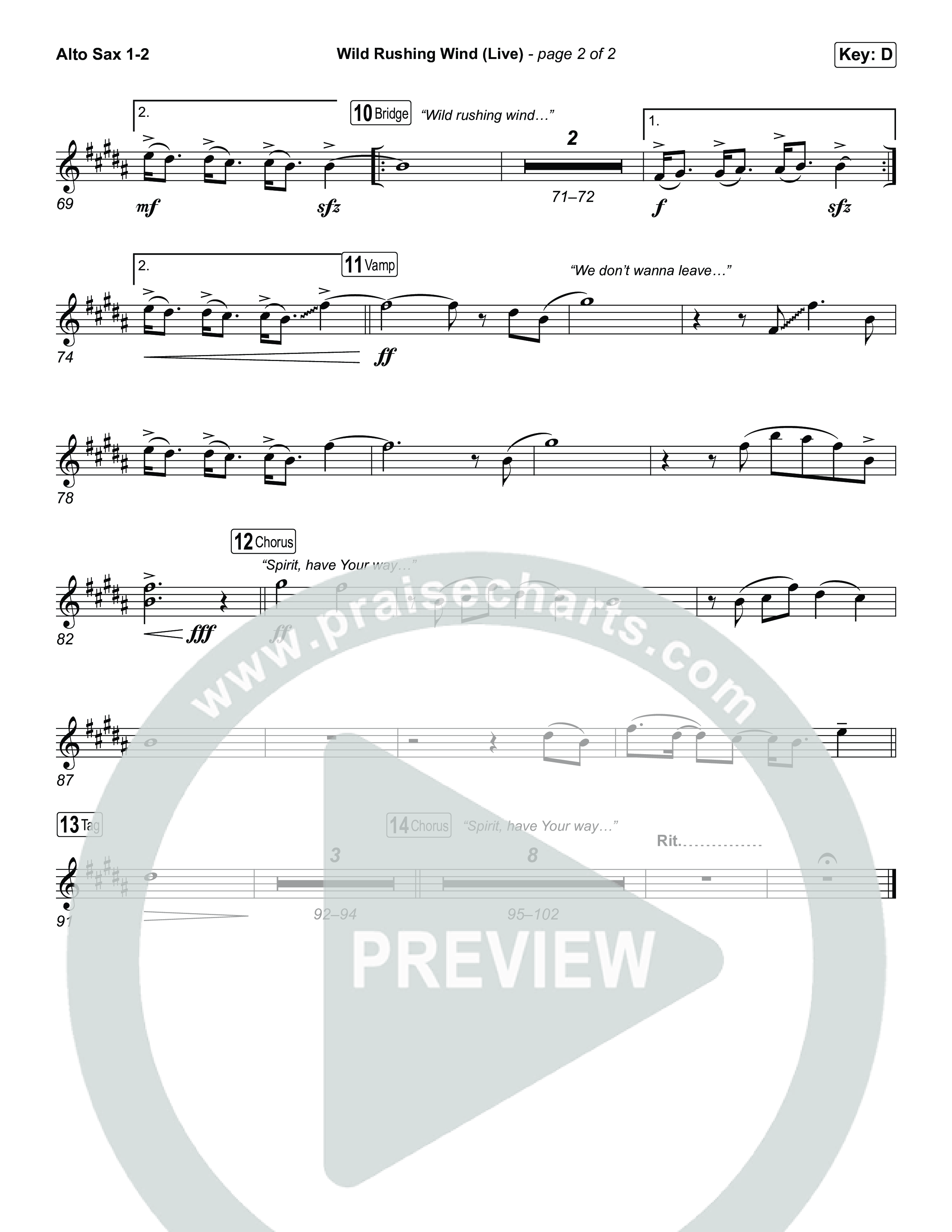 Wild Rushing Wind (Live) Sax Pack (SEU Worship)