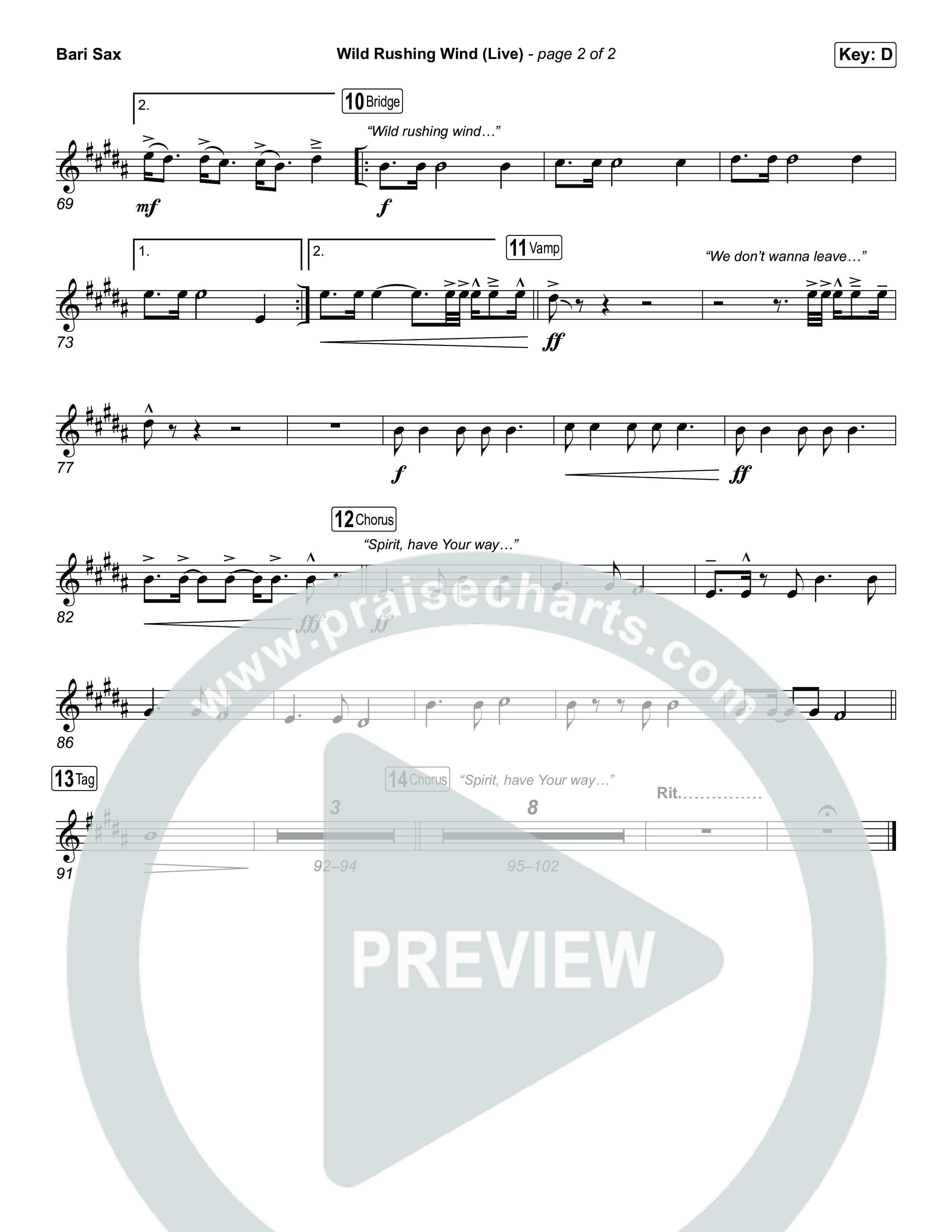 Wild Rushing Wind (Live) Bari Sax (SEU Worship)