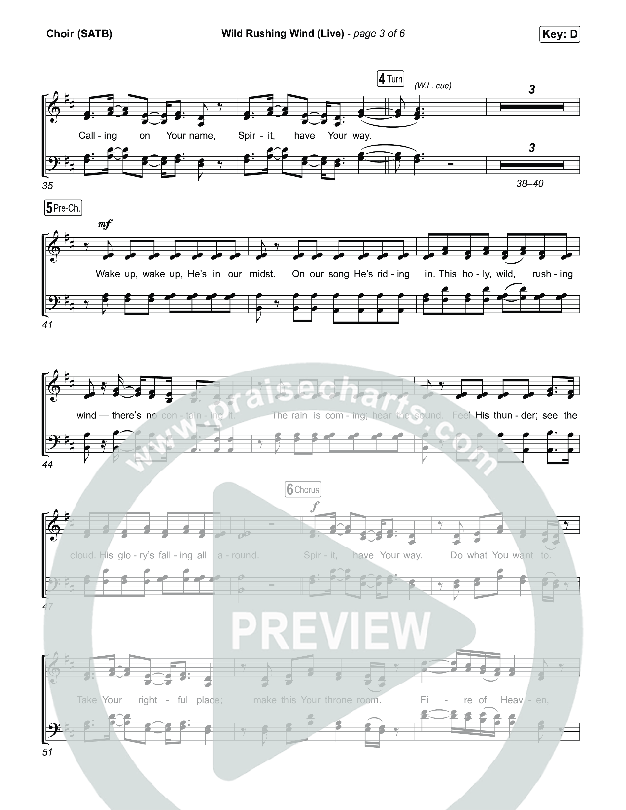 Wild Rushing Wind (Live) Choir Sheet (SATB) (SEU Worship)