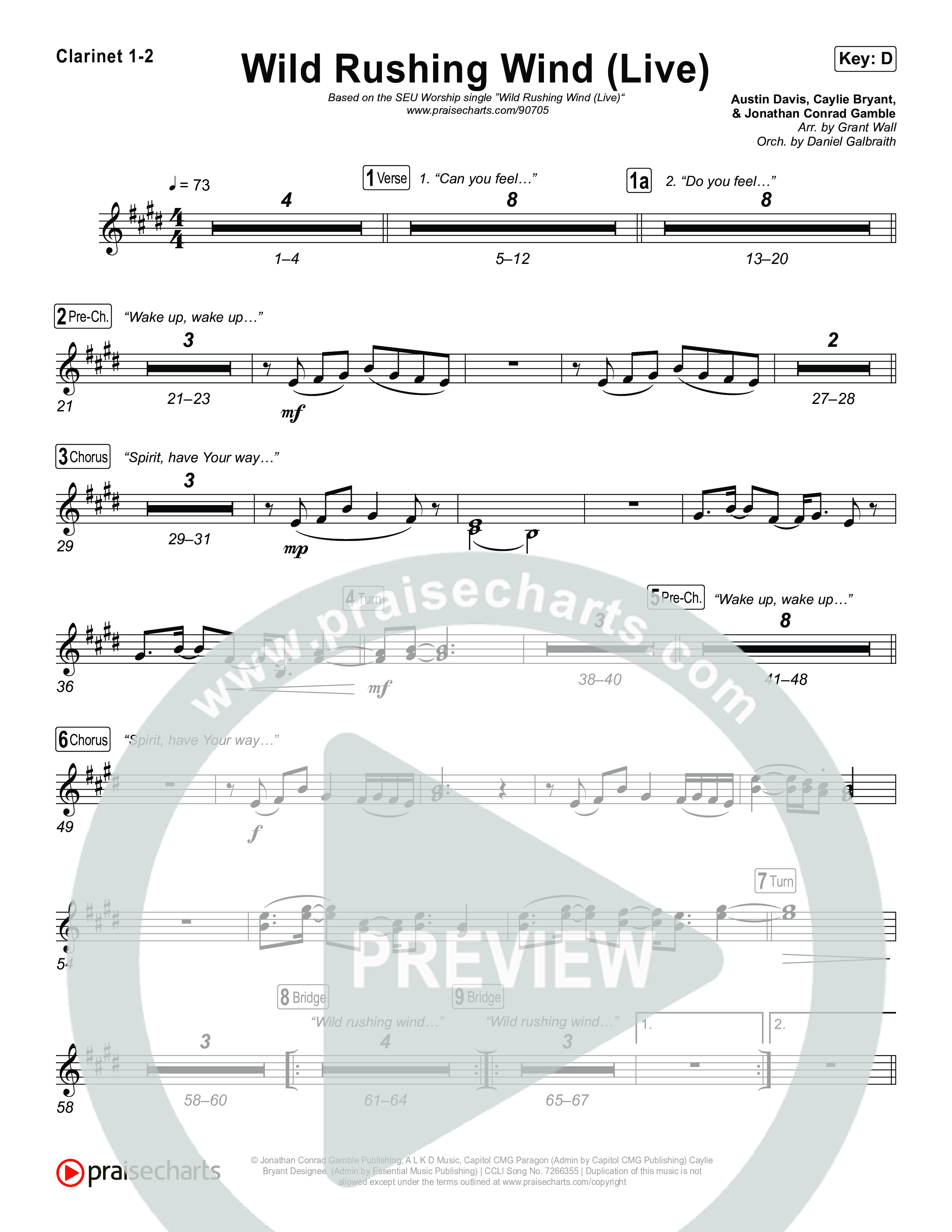 Wild Rushing Wind (Live) Clarinet 1,2 (SEU Worship)