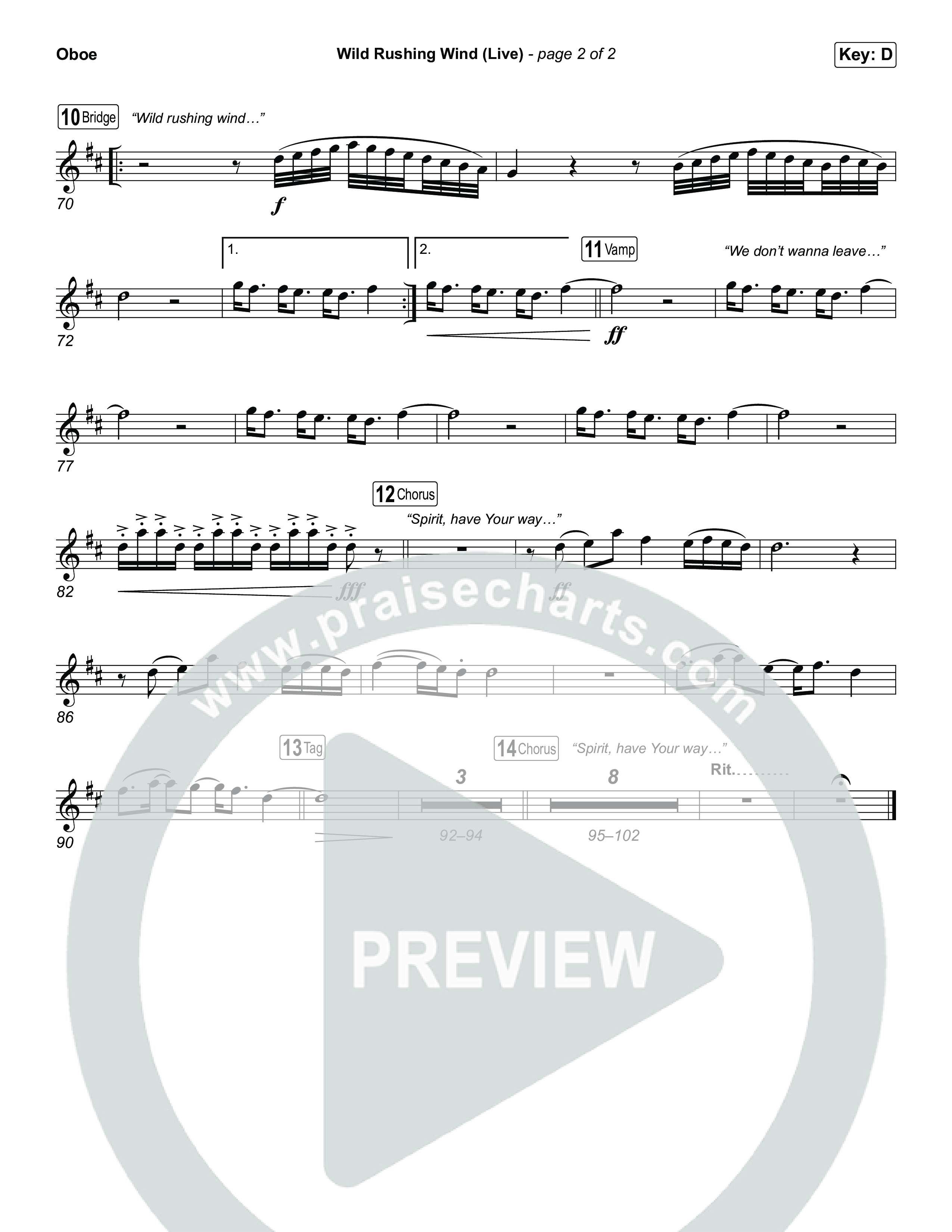 Wild Rushing Wind (Live) Oboe (SEU Worship)