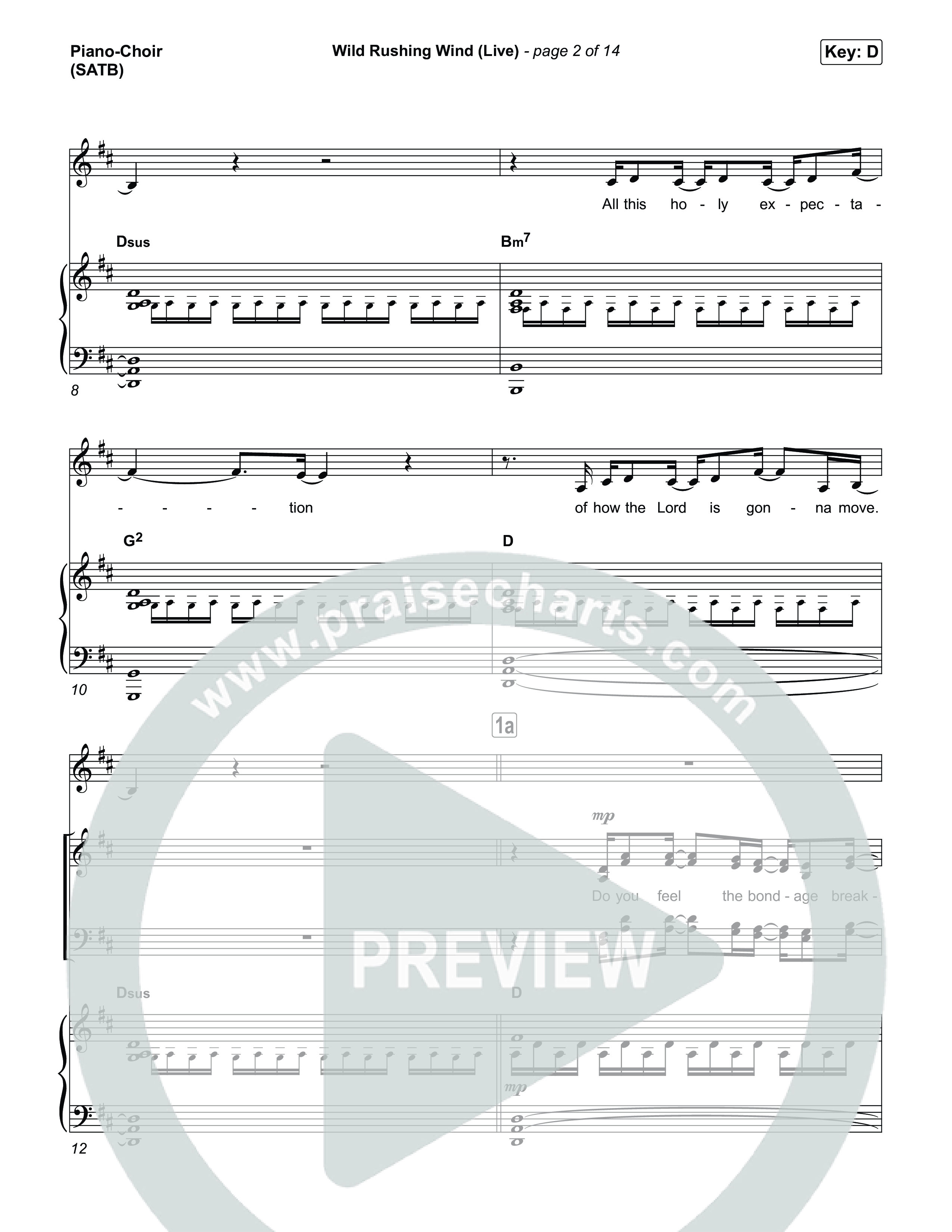Wild Rushing Wind (Live) Piano/Vocal Pack (SEU Worship)