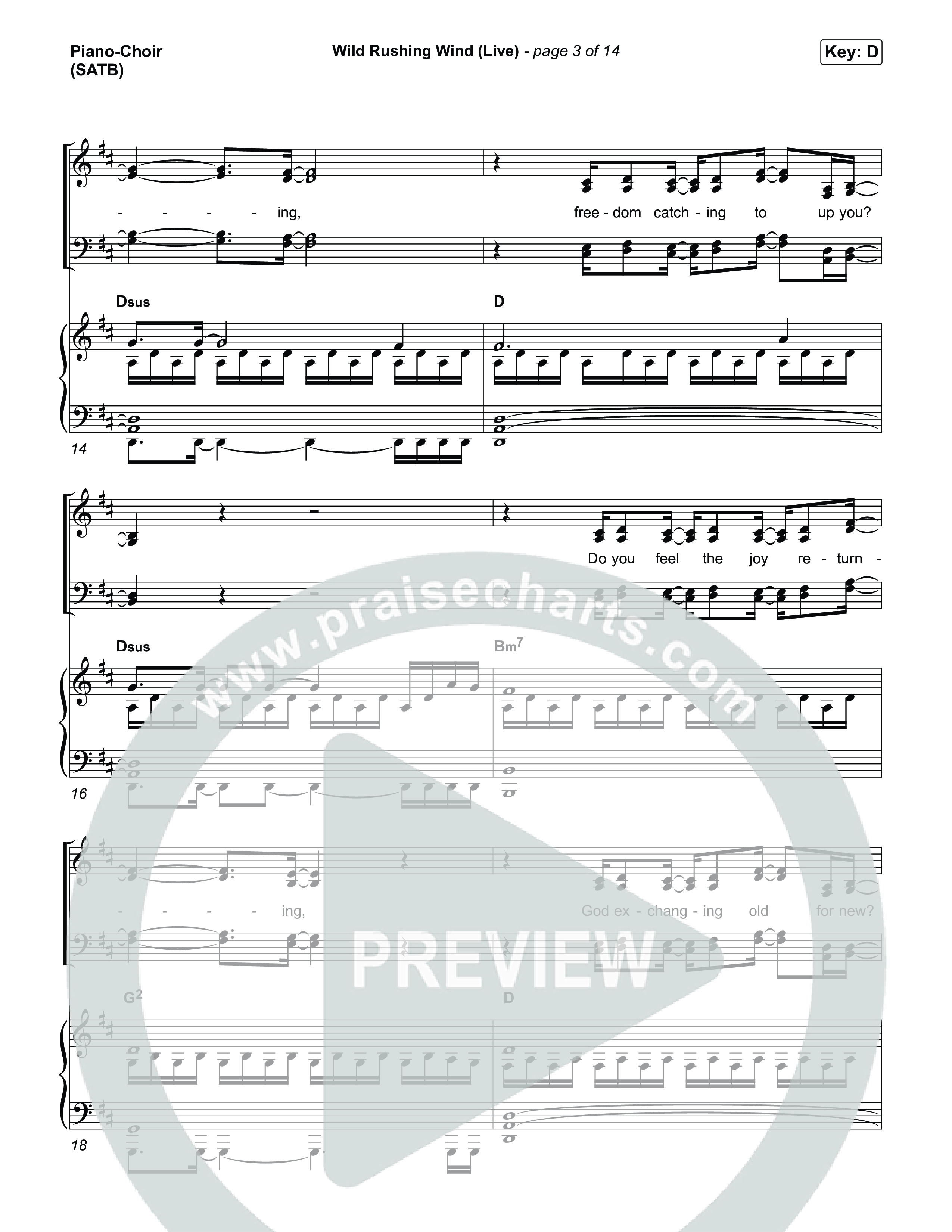 Wild Rushing Wind (Live) Piano/Vocal Pack (SEU Worship)