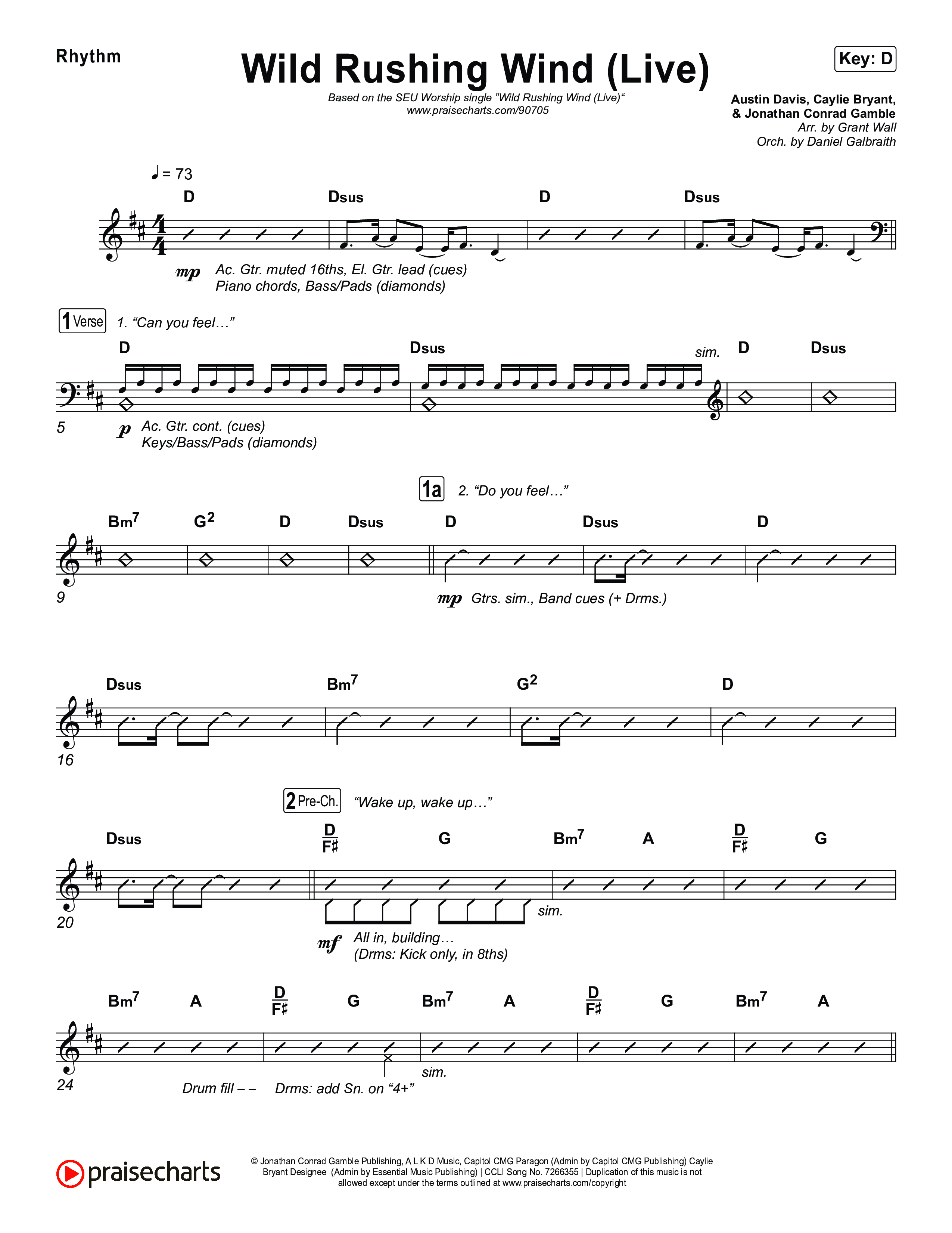 Wild Rushing Wind (Live) Rhythm Chart (SEU Worship)