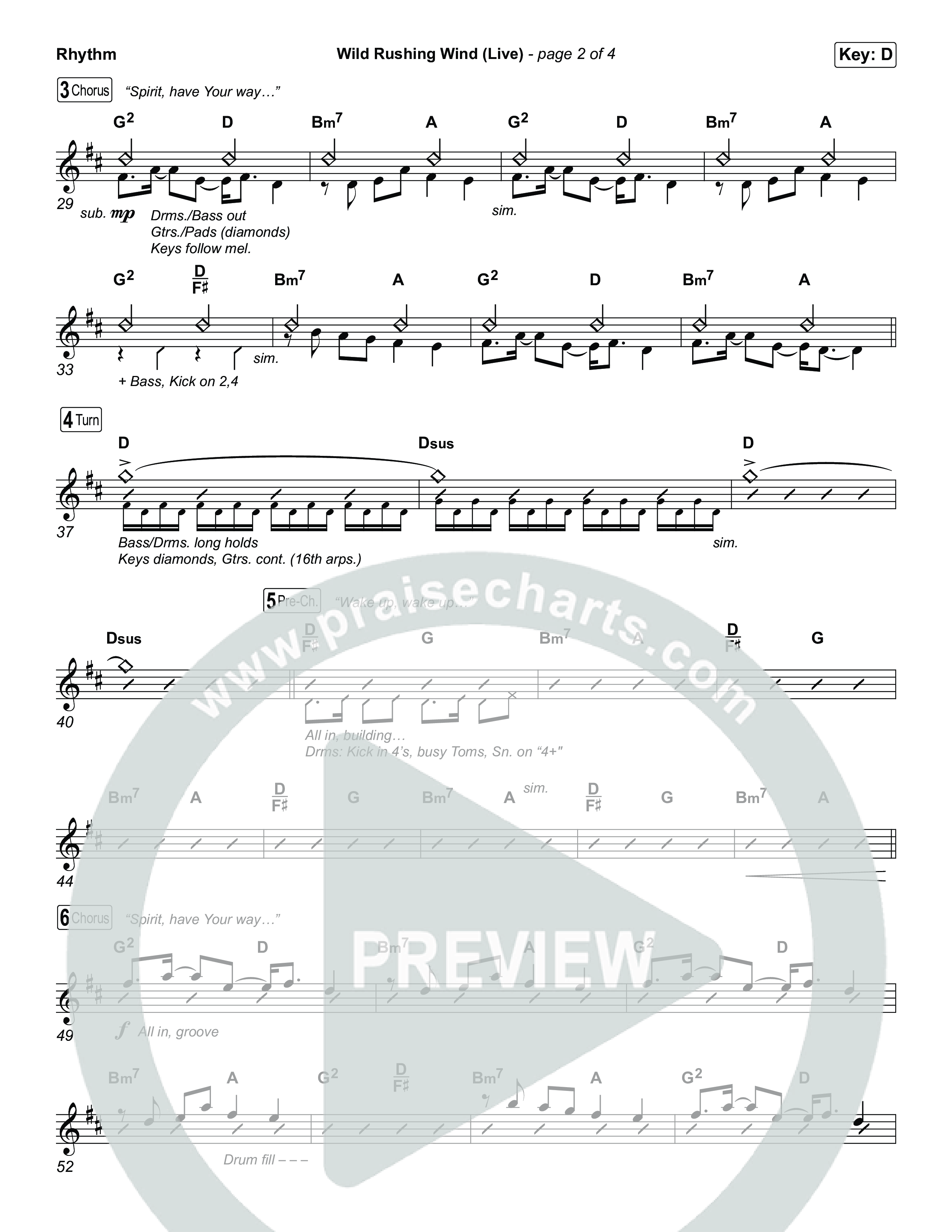 Wild Rushing Wind (Live) Rhythm Chart (SEU Worship)