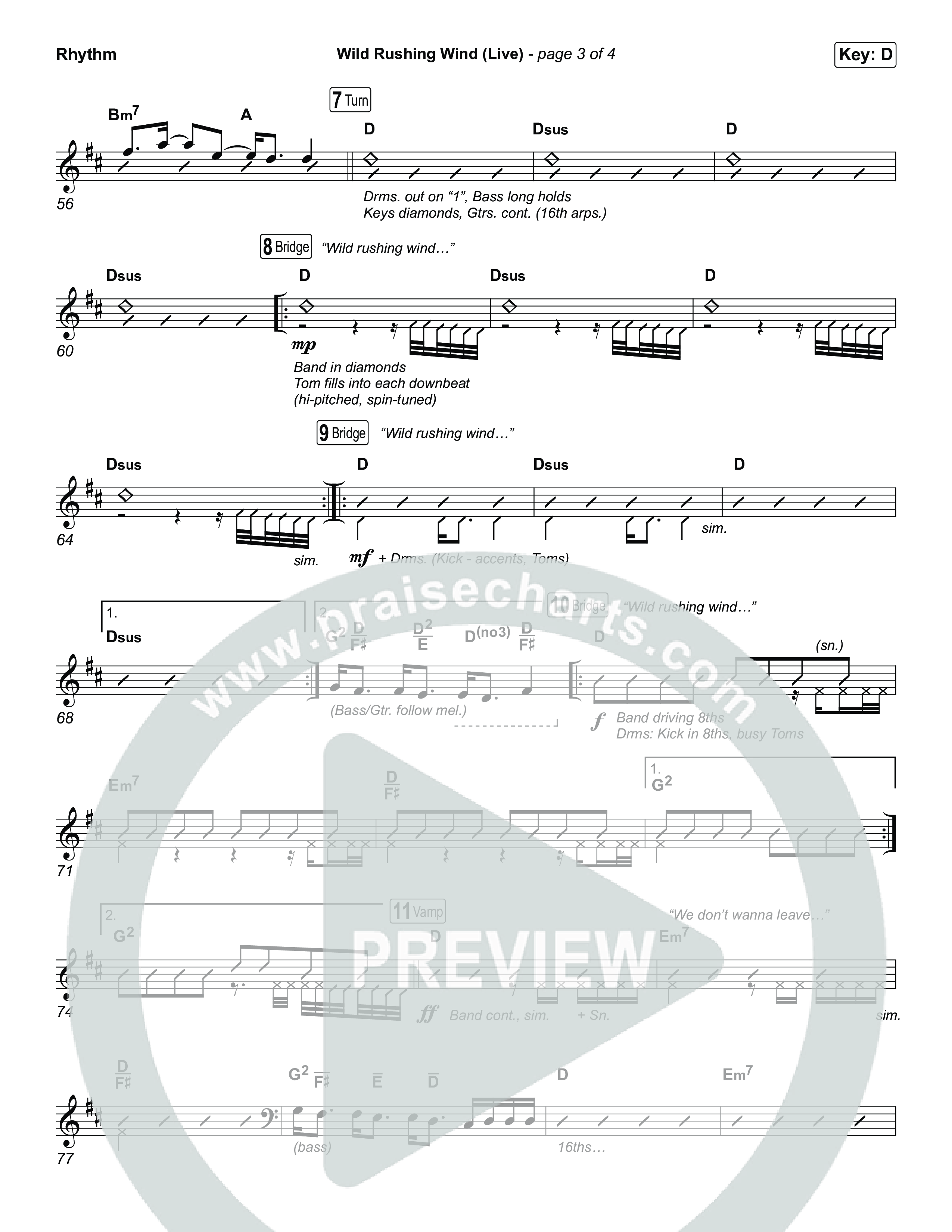 Wild Rushing Wind (Live) Rhythm Chart (SEU Worship)